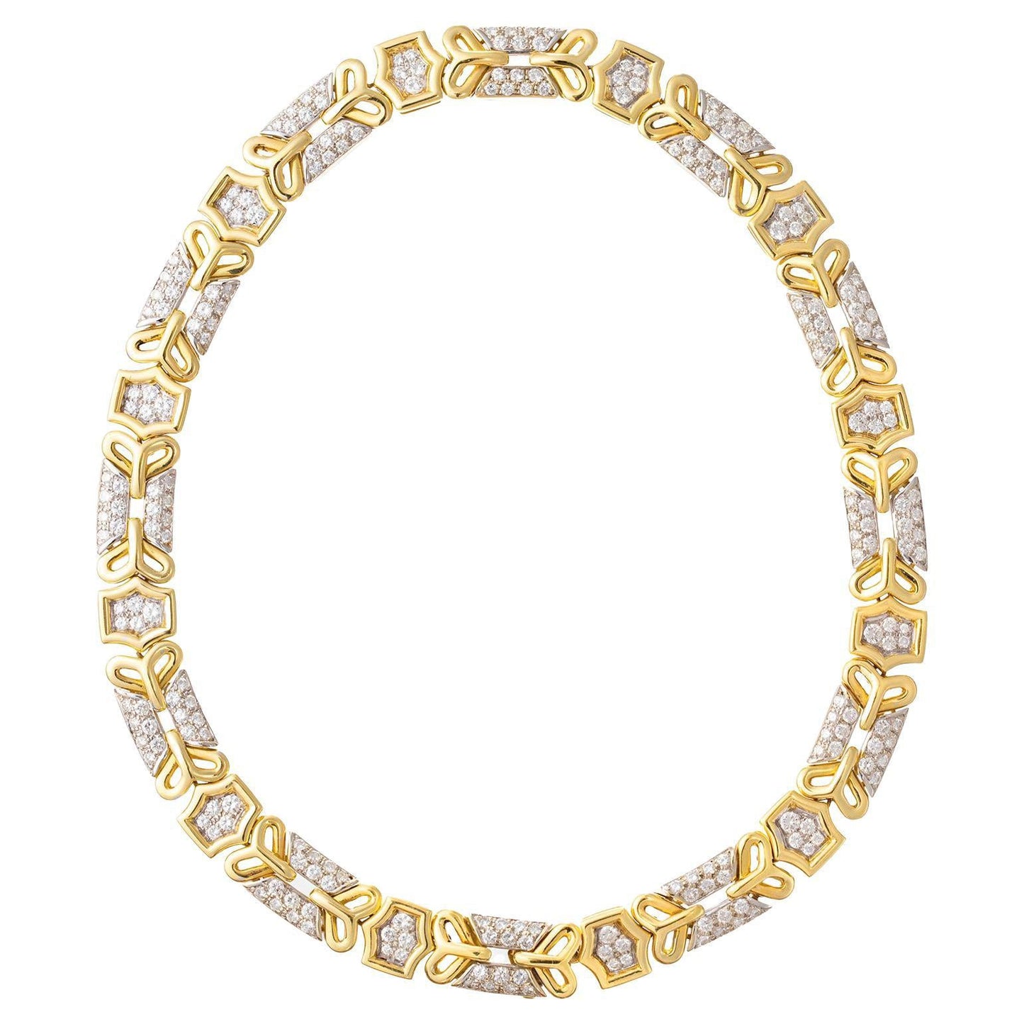 Adler - 18k Gold Pavé Diamond Link Collar Necklace