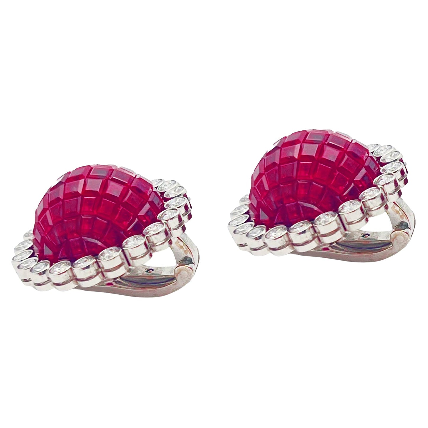 Aletto Brothers - Invisibly-Set Ruby Diamond Dome Earrings
