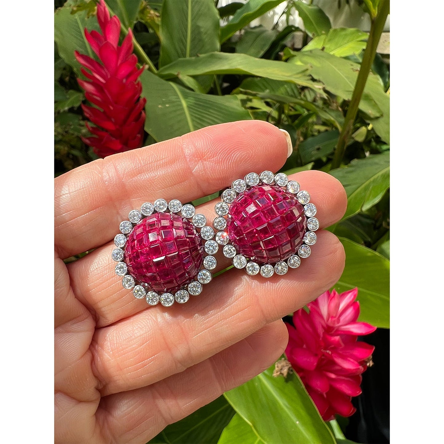 Aletto Brothers - Invisibly-Set Ruby Diamond Dome Earrings