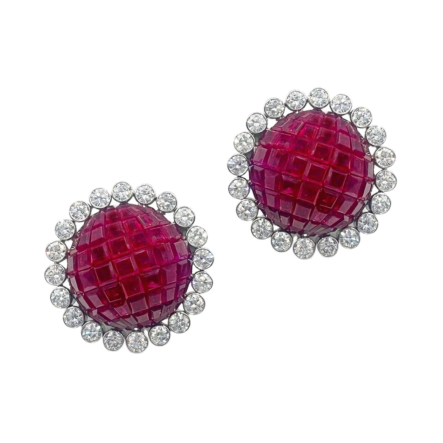 Aletto Brothers - Invisibly-Set Ruby Diamond Dome Earrings
