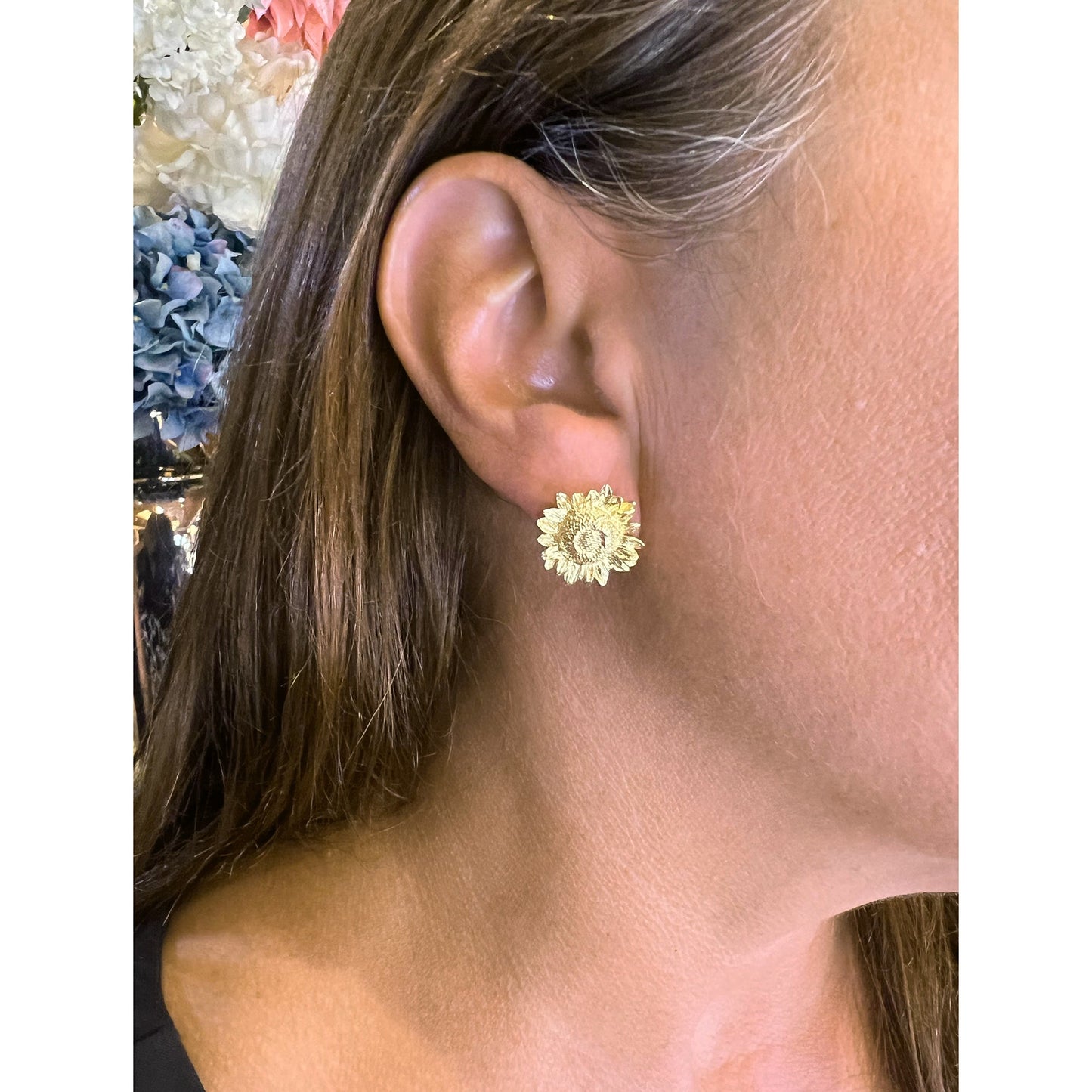Asprey - 18k Yellow Gold Sunflower Stud Earrings