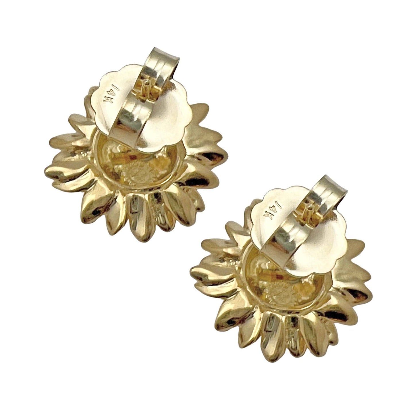 Asprey - 18k Yellow Gold Sunflower Stud Earrings