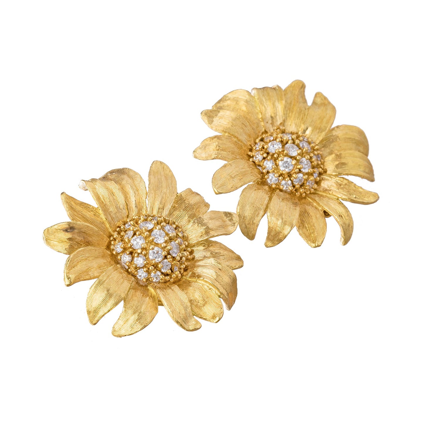 Bielka - 18k Yellow Gold Diamond Large Sunflower Earrings