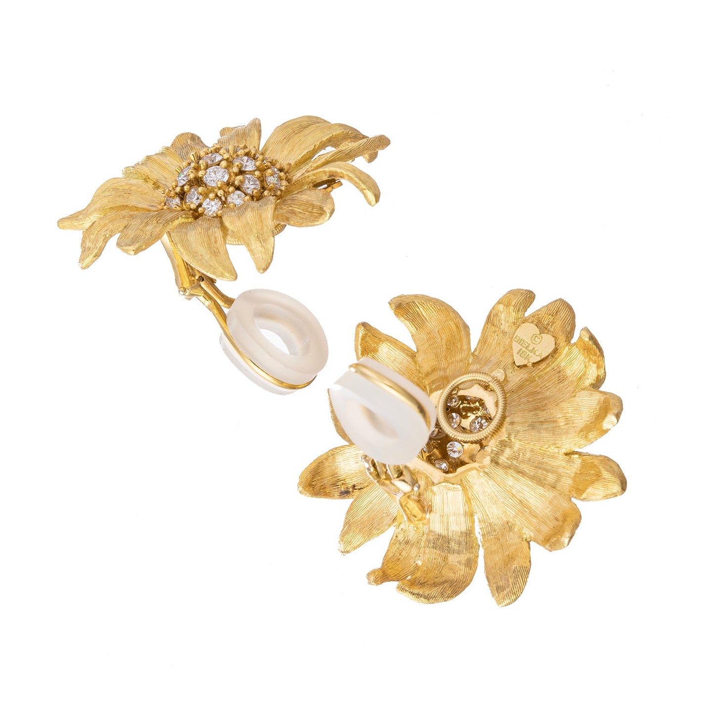 Bielka - 18k Yellow Gold Diamond Large Sunflower Earrings