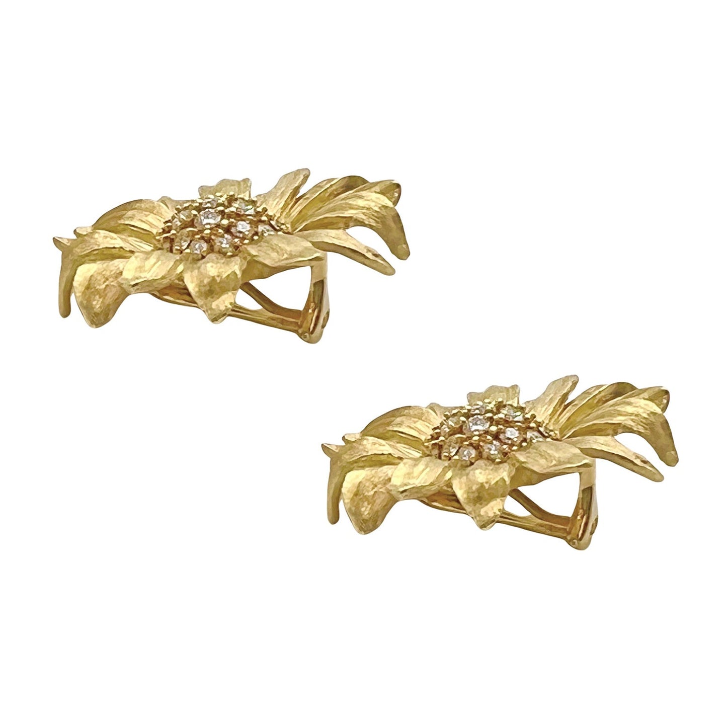 Bielka - 18k Yellow Gold Diamond Large Sunflower Earrings