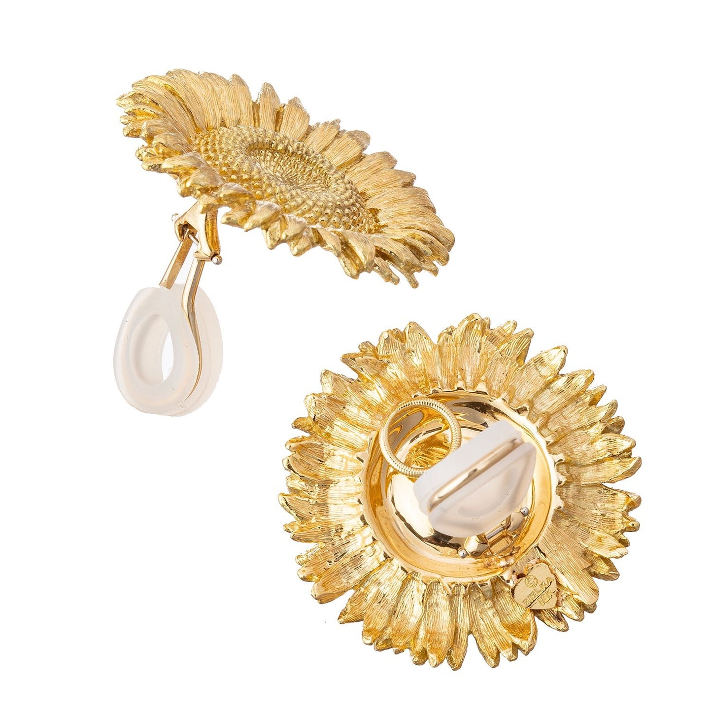 Bielka - 18k Yellow Gold Large Sunflower Earrings