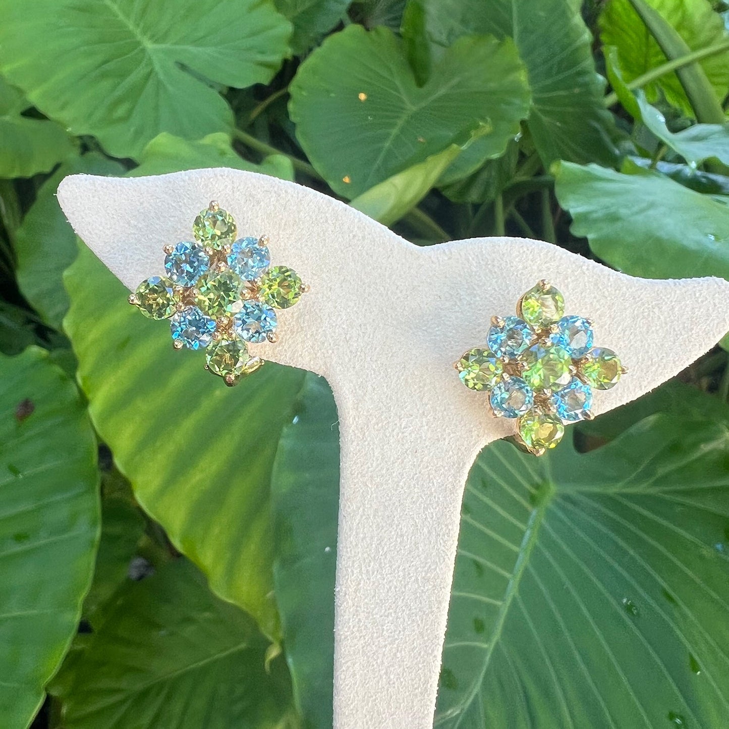 Bielka - Bielka Peridot Blue Topaz Checkerboard Earrings