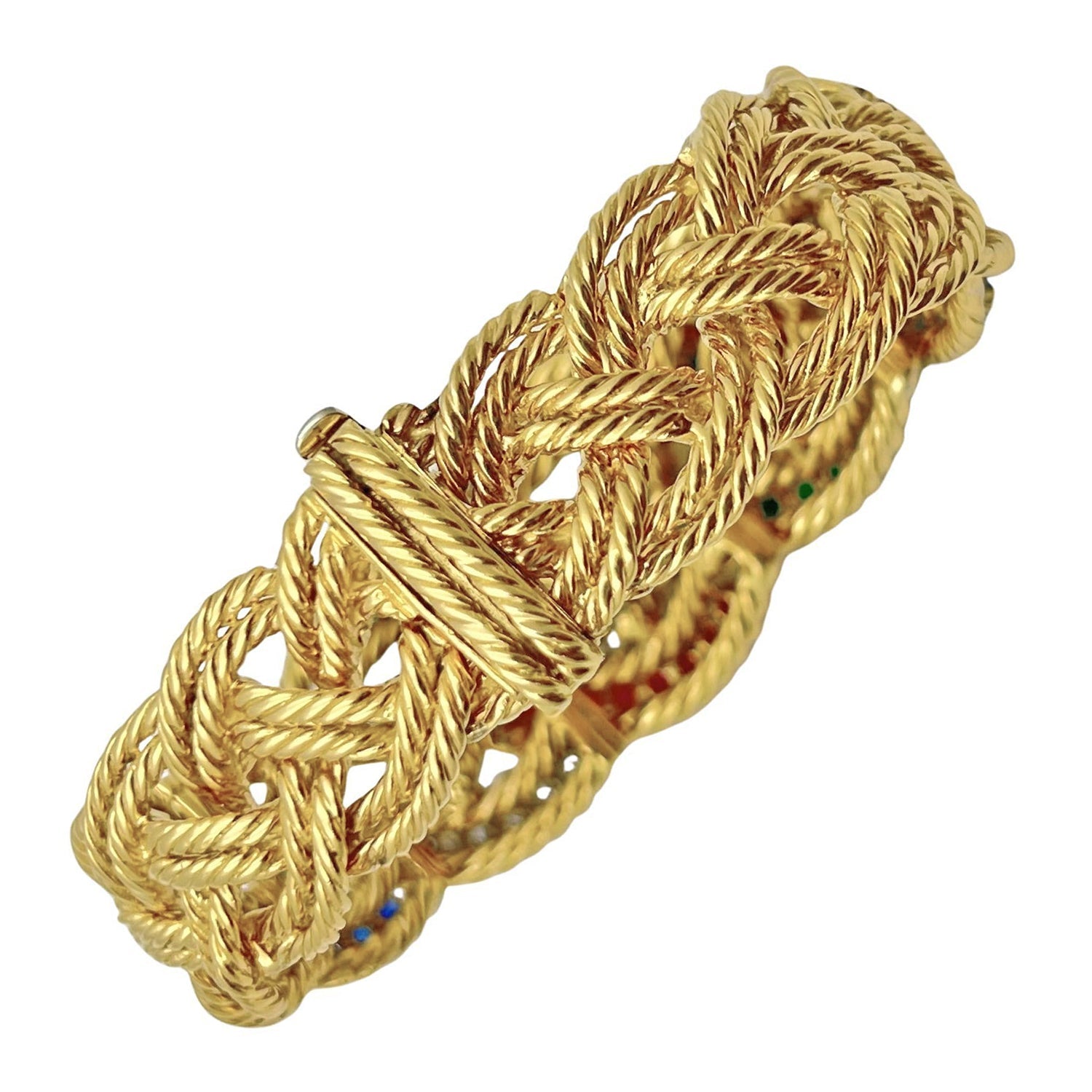 Boucheron - 1960s Ruby Sapphire Emerald Diamond Bracelet