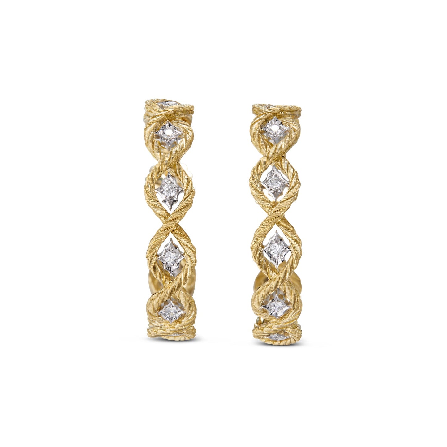 Buccellati - 18k Gold Diamond Étoilée Hoop Earrings