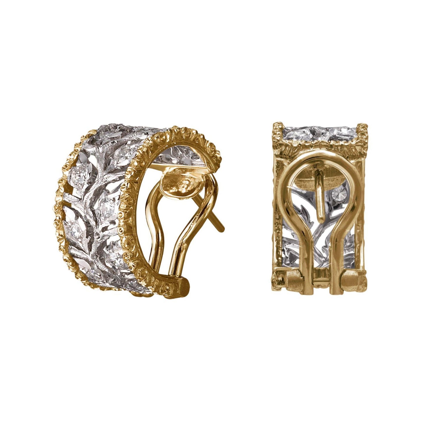 Buccellati - 18k Gold Diamond Ramage Hoop Earrings