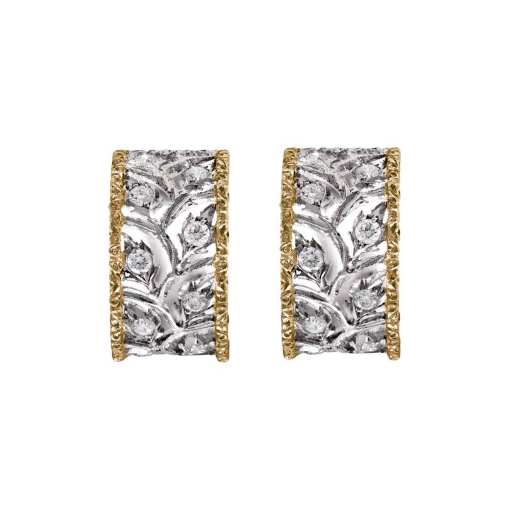 Buccellati - 18k Gold Diamond Ramage Hoop Earrings