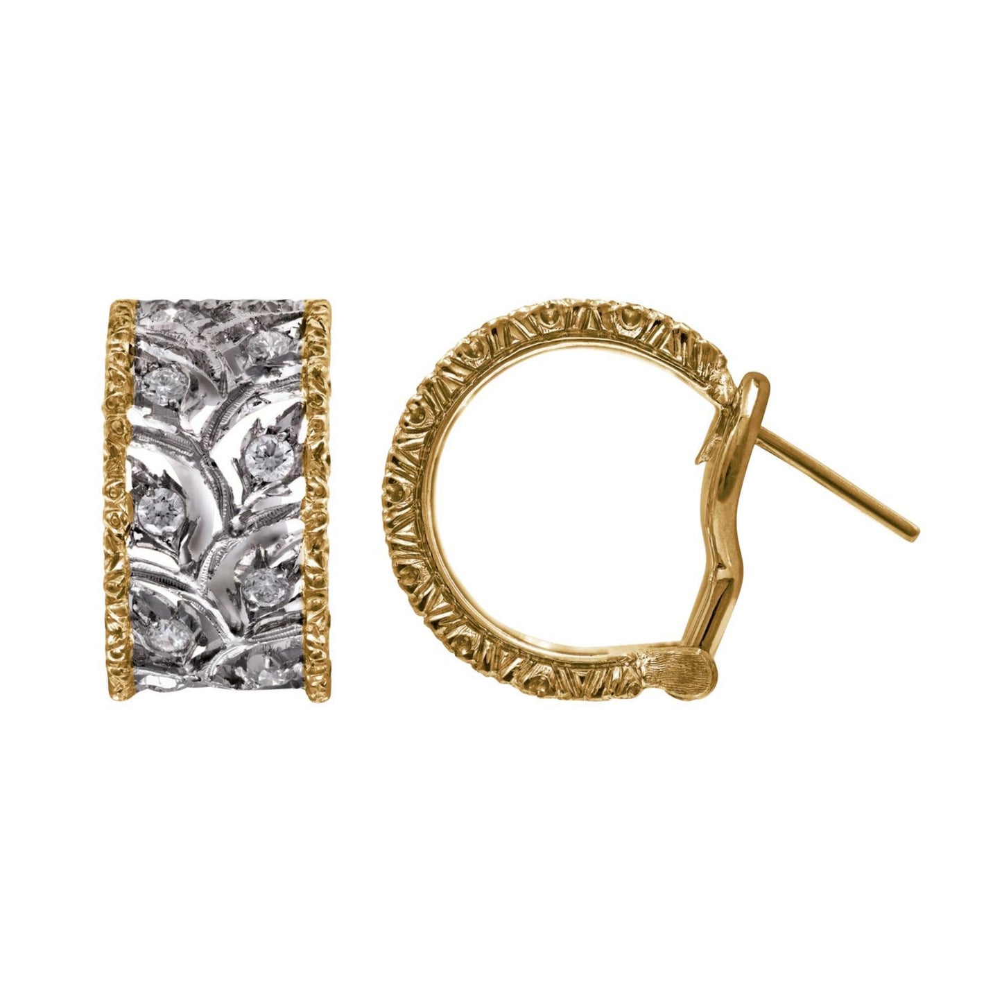 Buccellati - 18k Gold Diamond Ramage Hoop Earrings