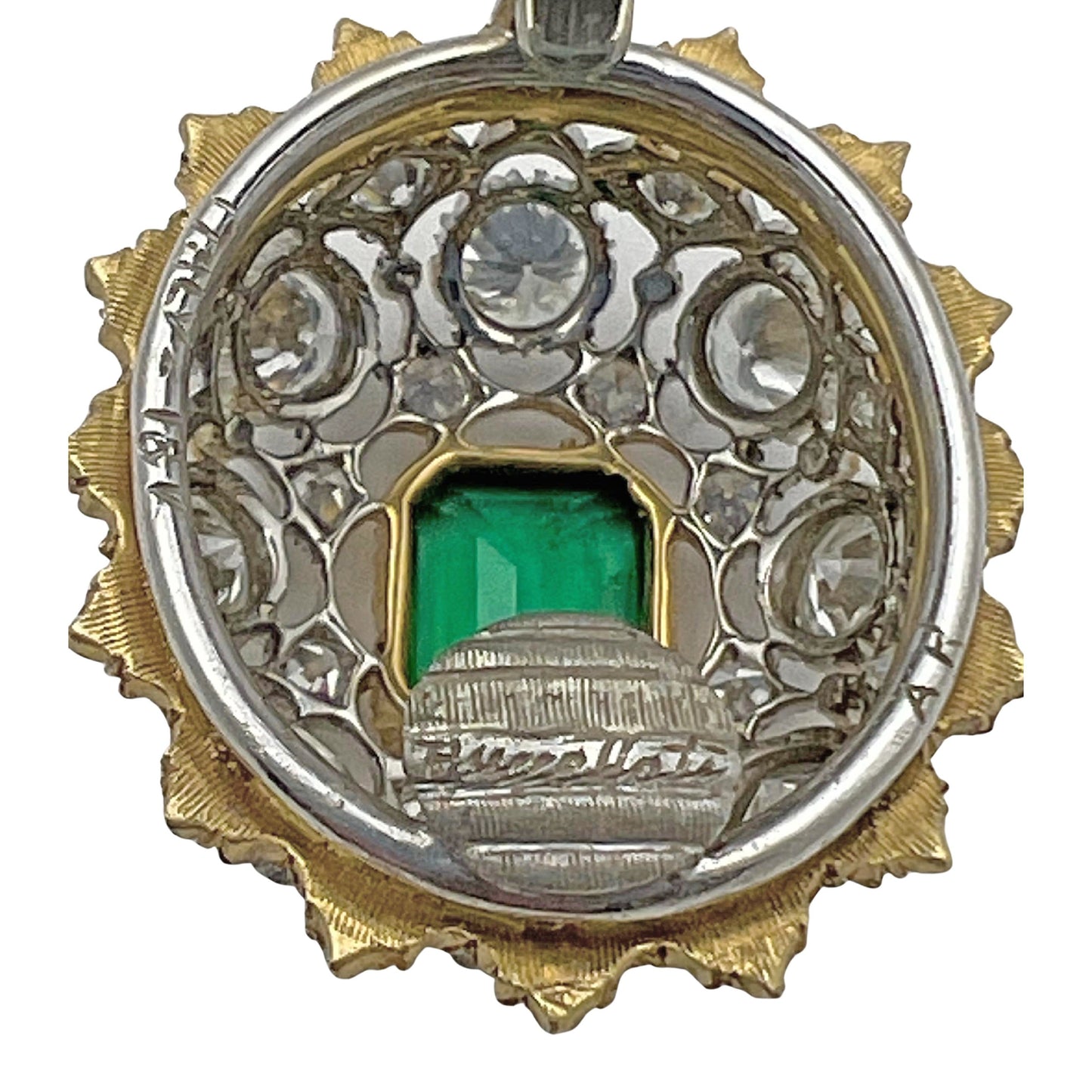 Buccellati - 18k Gold Emerald Diamond Domed Clip Earrings