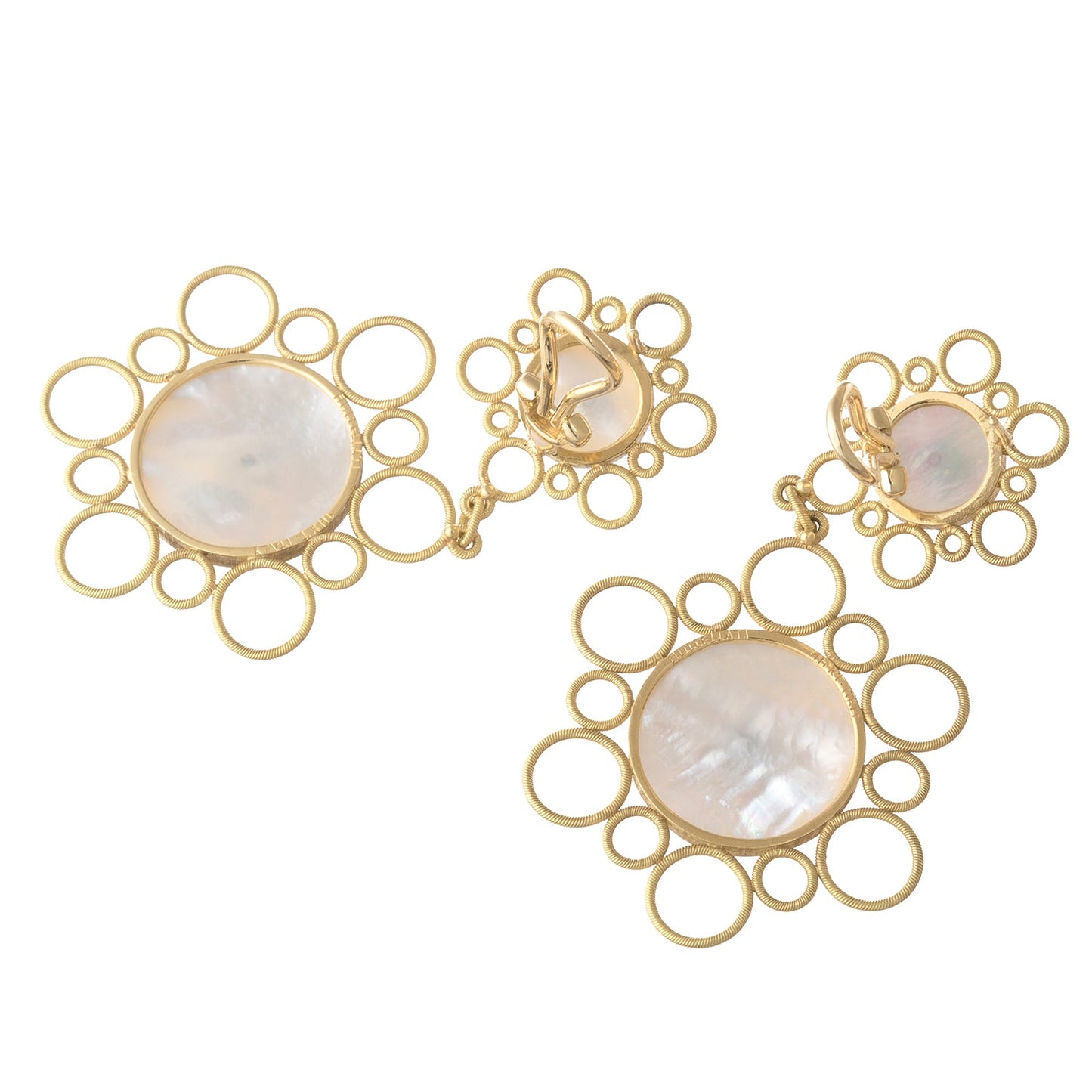 Buccellati - 18k Gold Mother - of - Pearl Diamond Maria Pendant Earrings