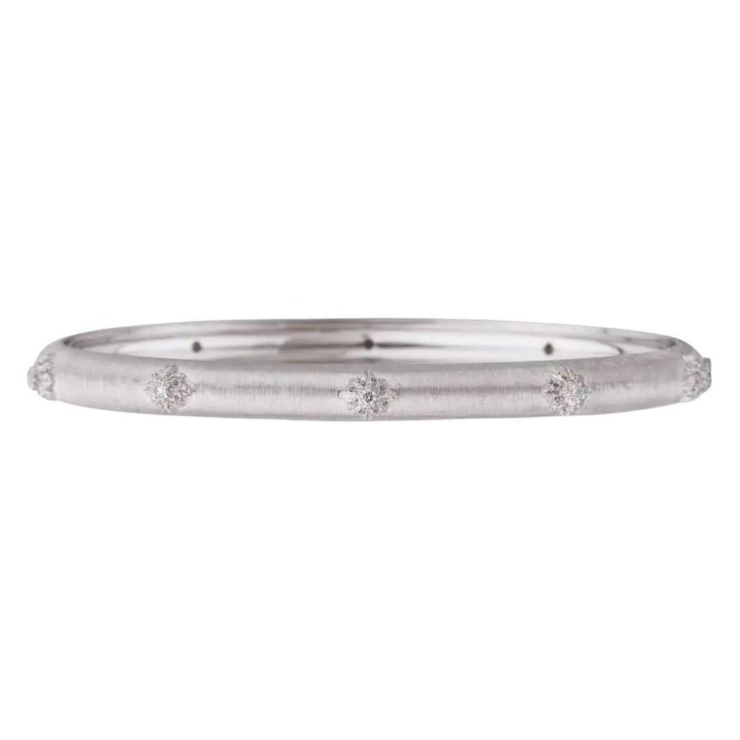Buccellati - 18k White Gold Diamond Bombe Macri Bangle