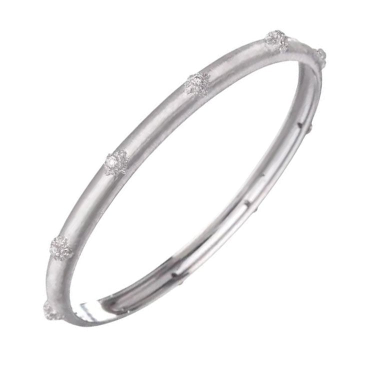 Buccellati - 18k White Gold Diamond Bombé Macri Bangle