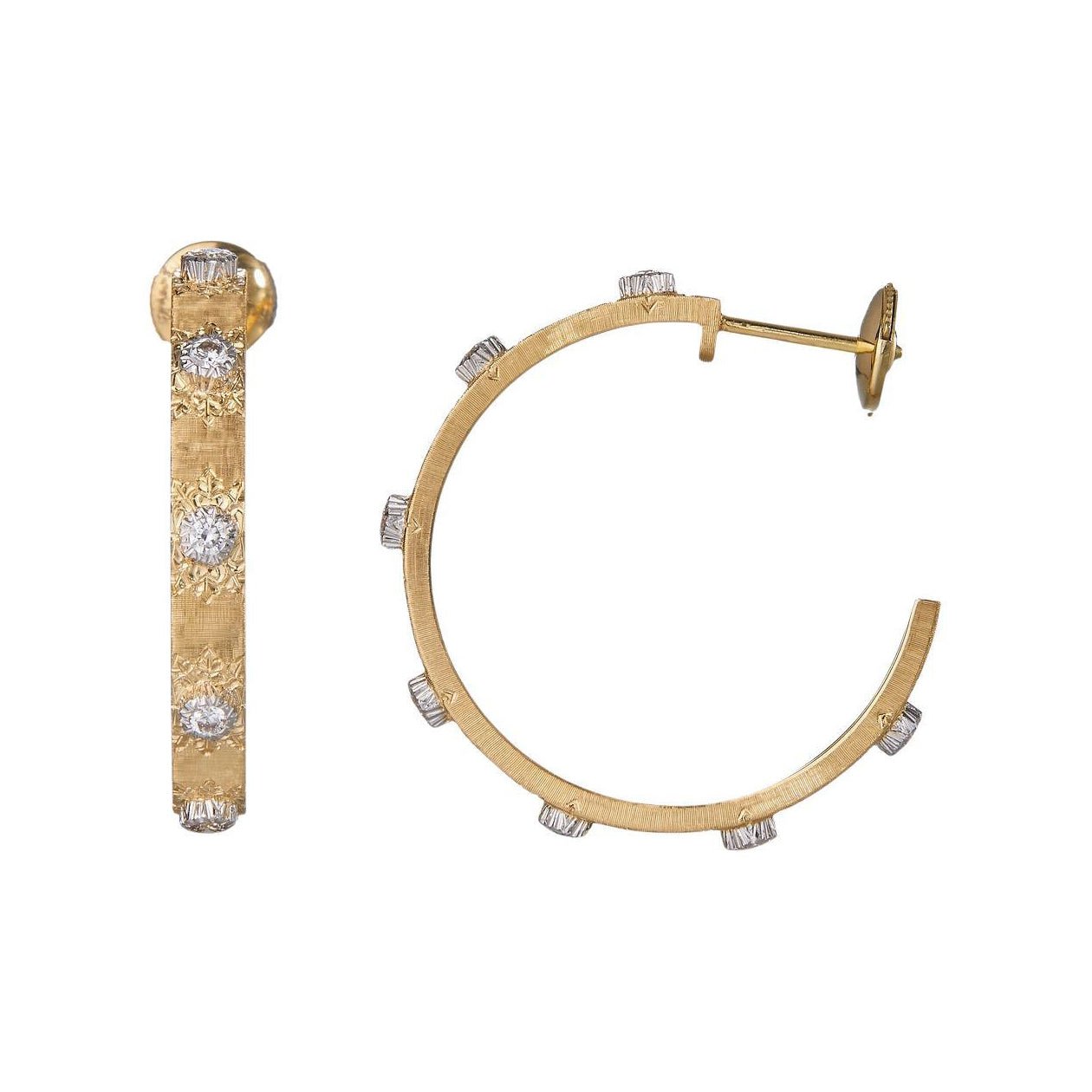 Buccellati - 18k Yellow Gold Diamond Macri Hoop Earrings