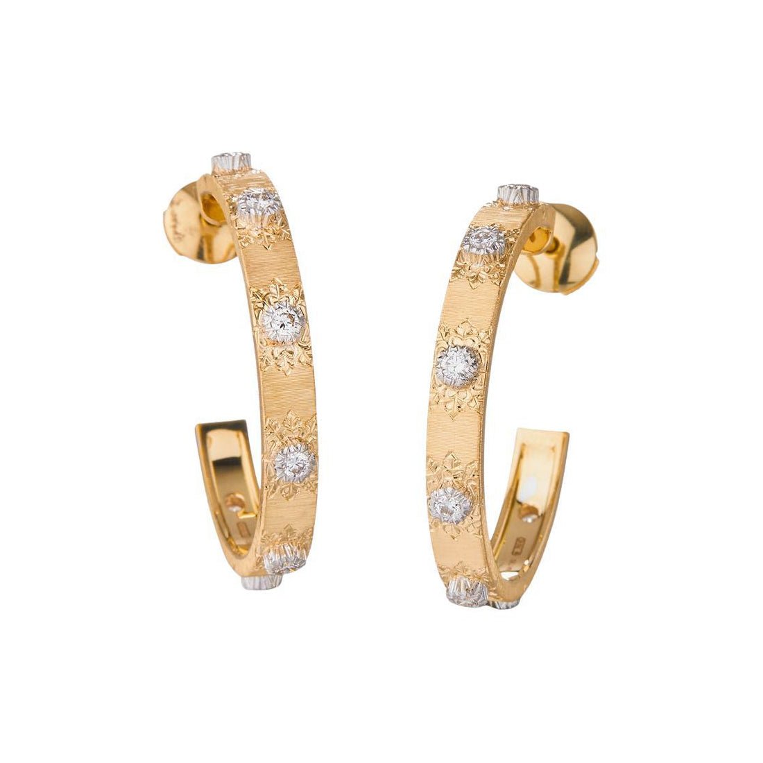 Buccellati - 18k Yellow Gold Diamond Macri Hoop Earrings