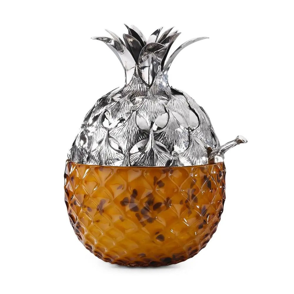 Buccellati - Silver Murano Glass Pineapple Jam Jar
