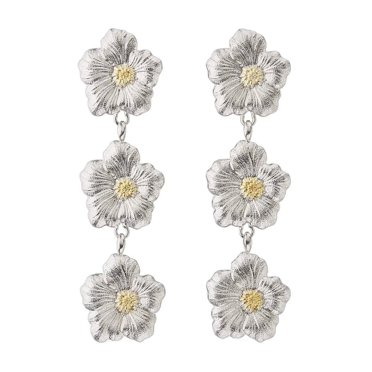 Buccellati - Silver Vermeil Gardenia Triple - Drop Earrings