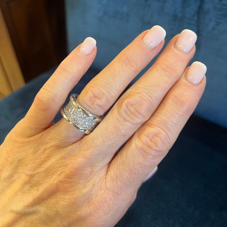 Bvlgari - 18k White Gold Diamond B.Zero1 Band Ring