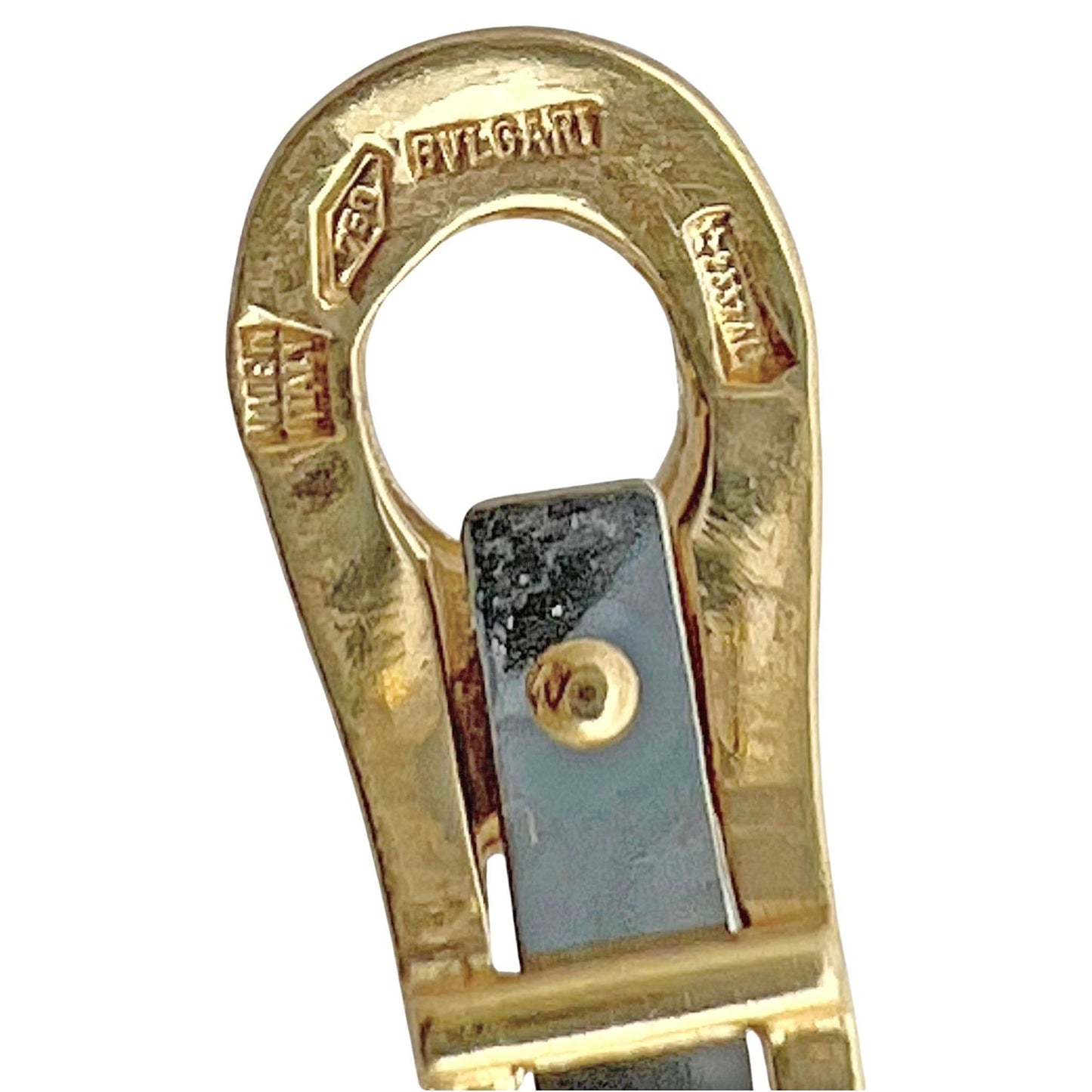 Bvlgari - 18k Yellow Gold Diamond Spiga Hoop Earrings