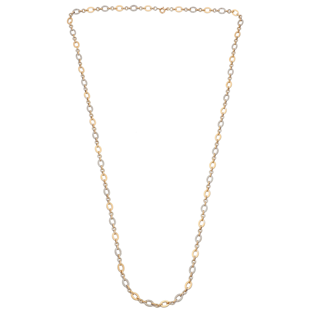 18k Yellow & White Gold Diamond Long Chain Necklace