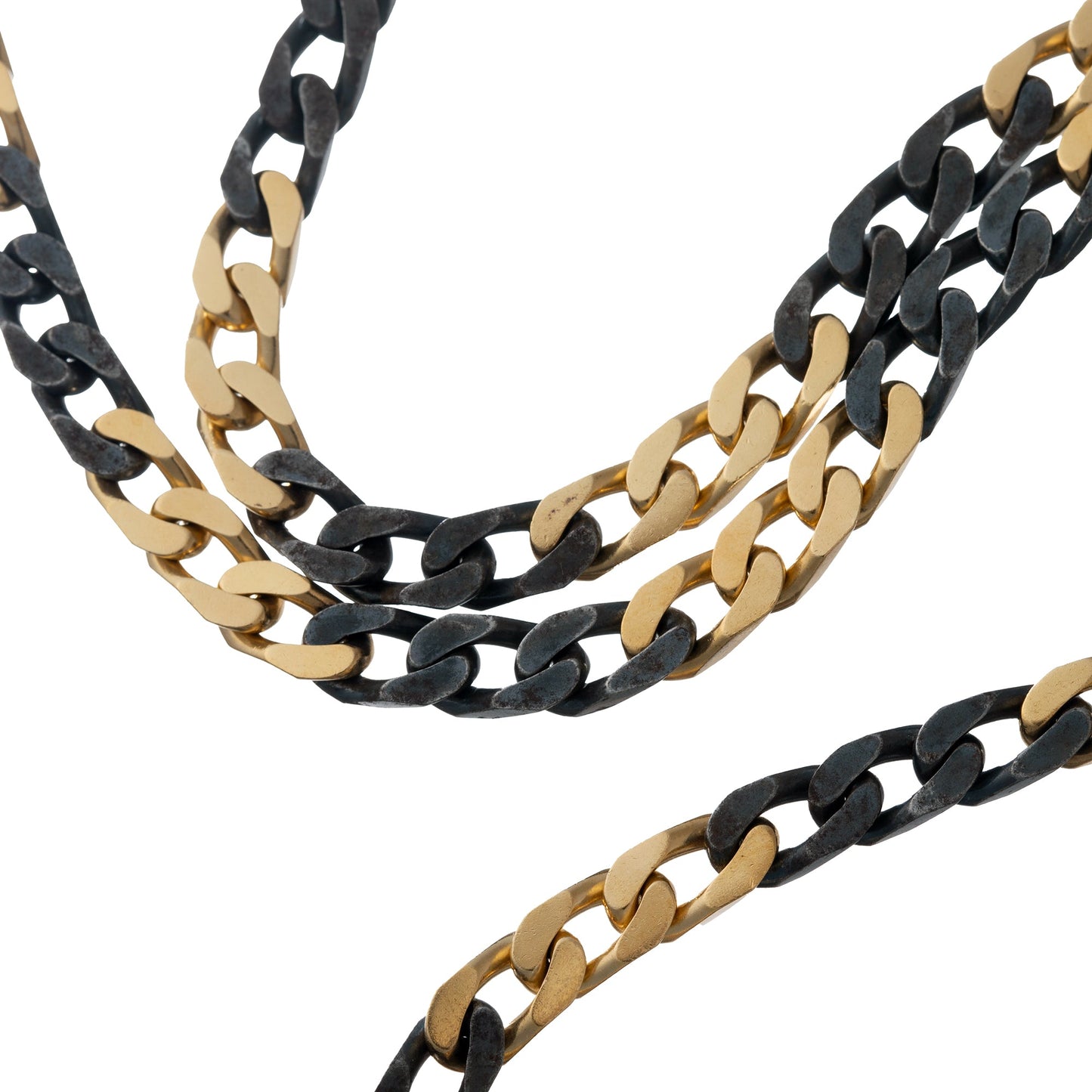 Bvlgari - 1980s 18k Yellow Gold Blackened Steel Long Chain Necklace