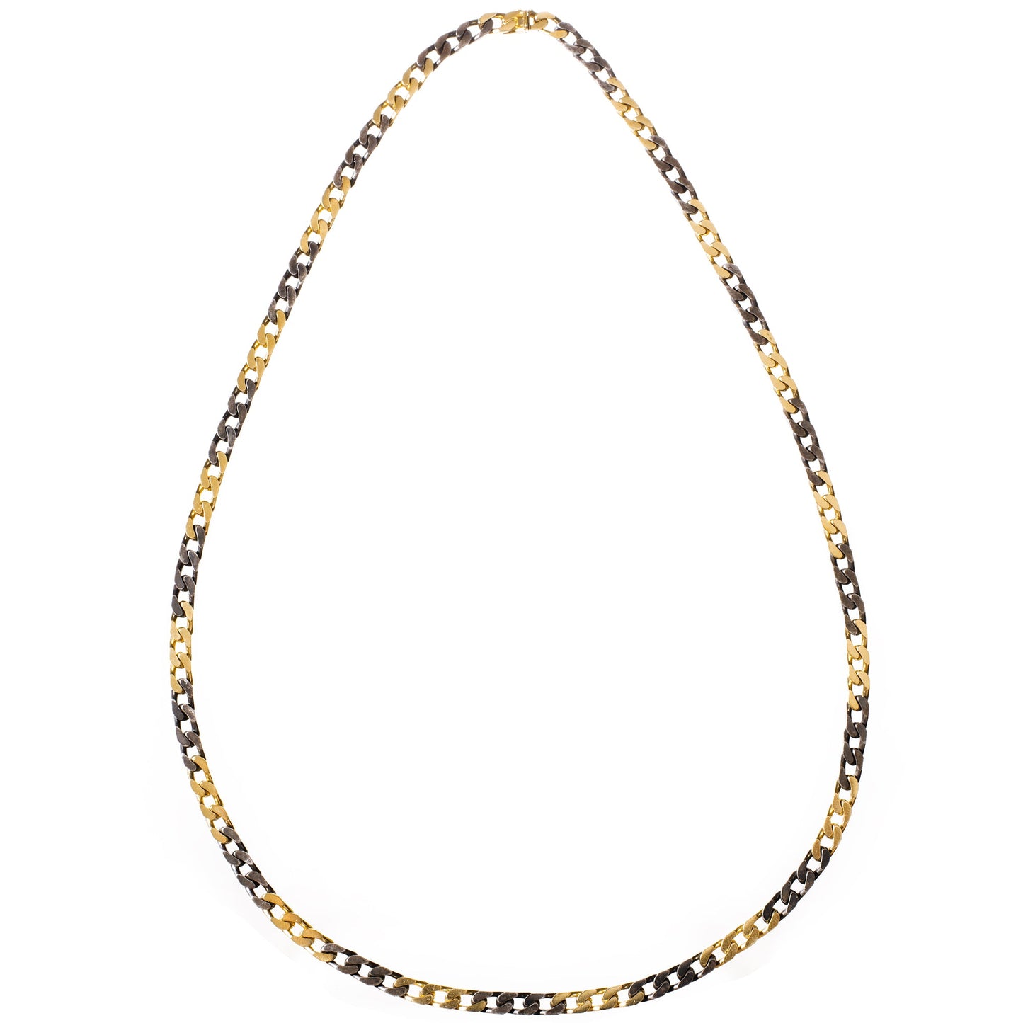Bvlgari - 1980s 18k Yellow Gold Blackened Steel Long Chain Necklace
