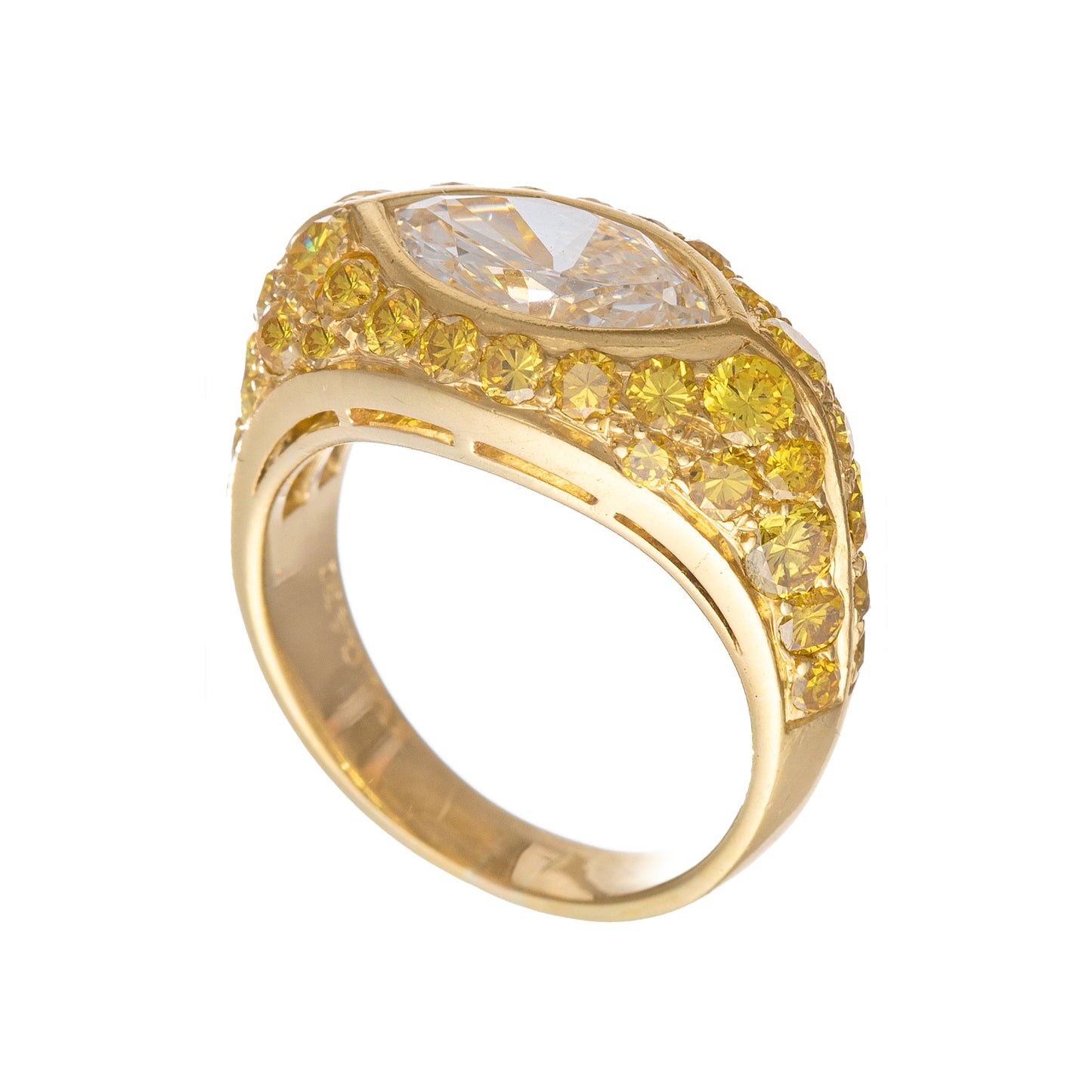 White & Yellow Diamond Bombé Dress Ring