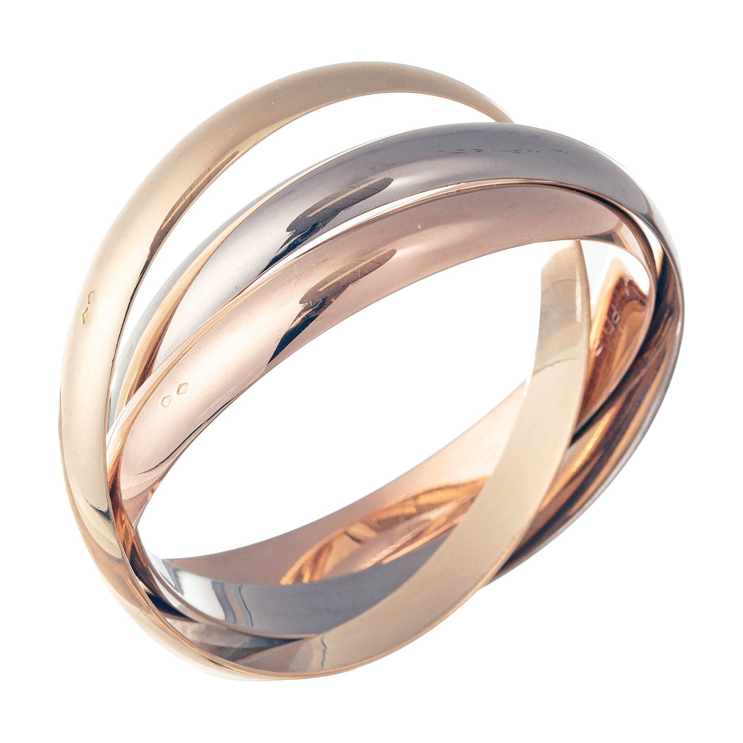 Cartier - 18k Tricolored Gold Trinity Extra - Large Bangle Bracelet