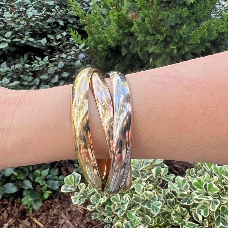 Cartier - 18k Tricolored Gold Trinity Extra - Large Bangle Bracelet