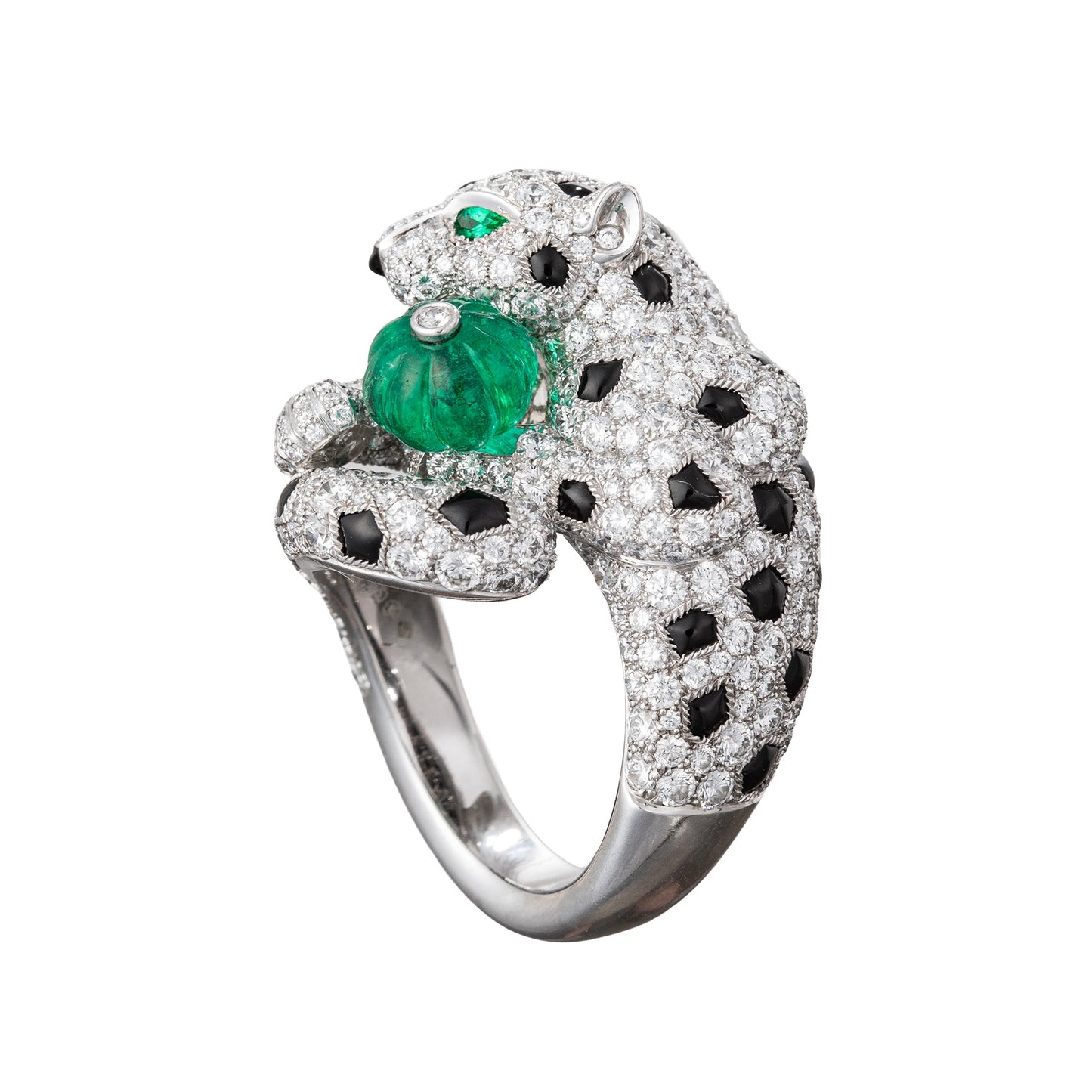 Cartier - Diamond Onyx Emerald Panthère Ring