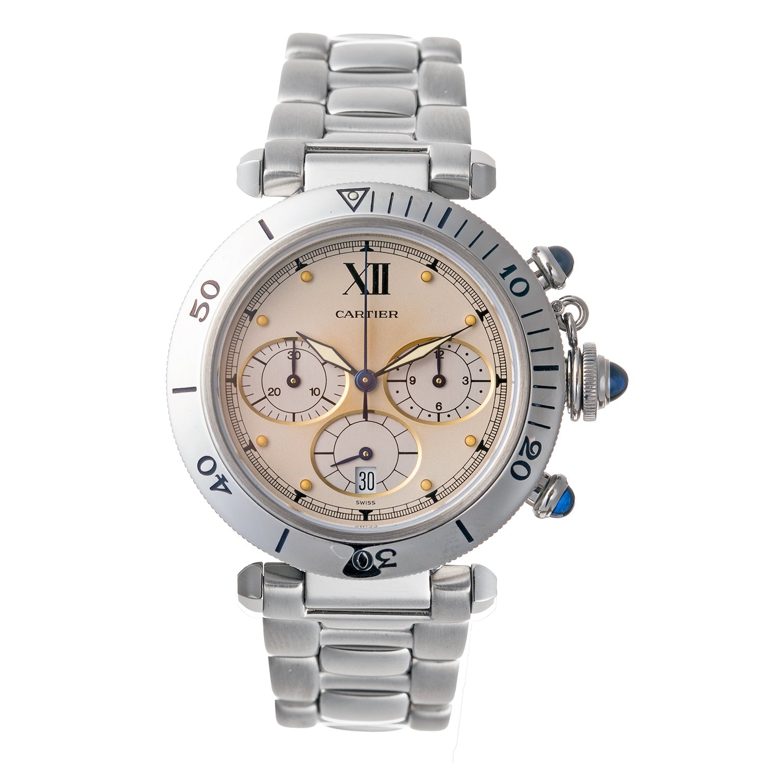 C*t様 Cartier Pasha Automatic 腕時計　未整備品 Cartier Pasha Chronograph 38mm Steel (W3100443) – Greenleaf & Crosby