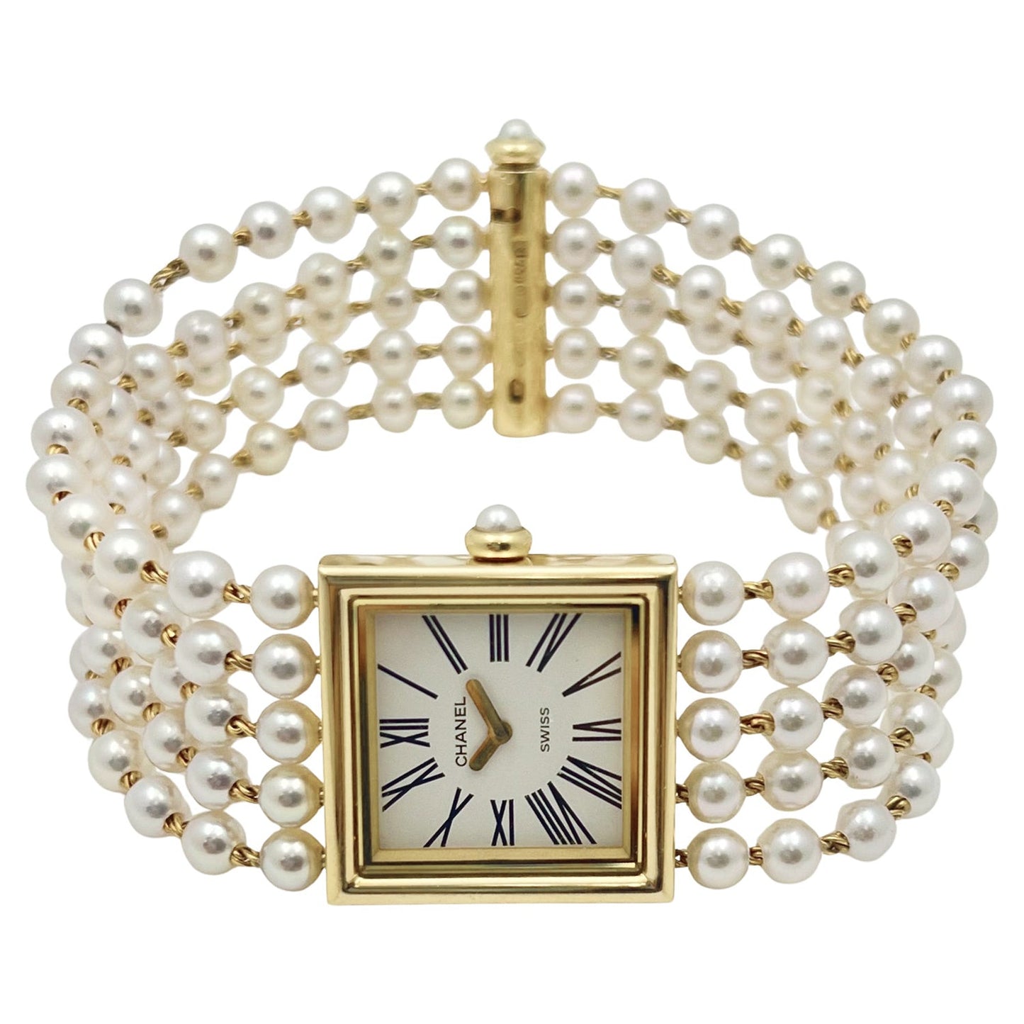 Chanel - 18k Yellow Gold Pearl Mademoiselle Bracelet Watch