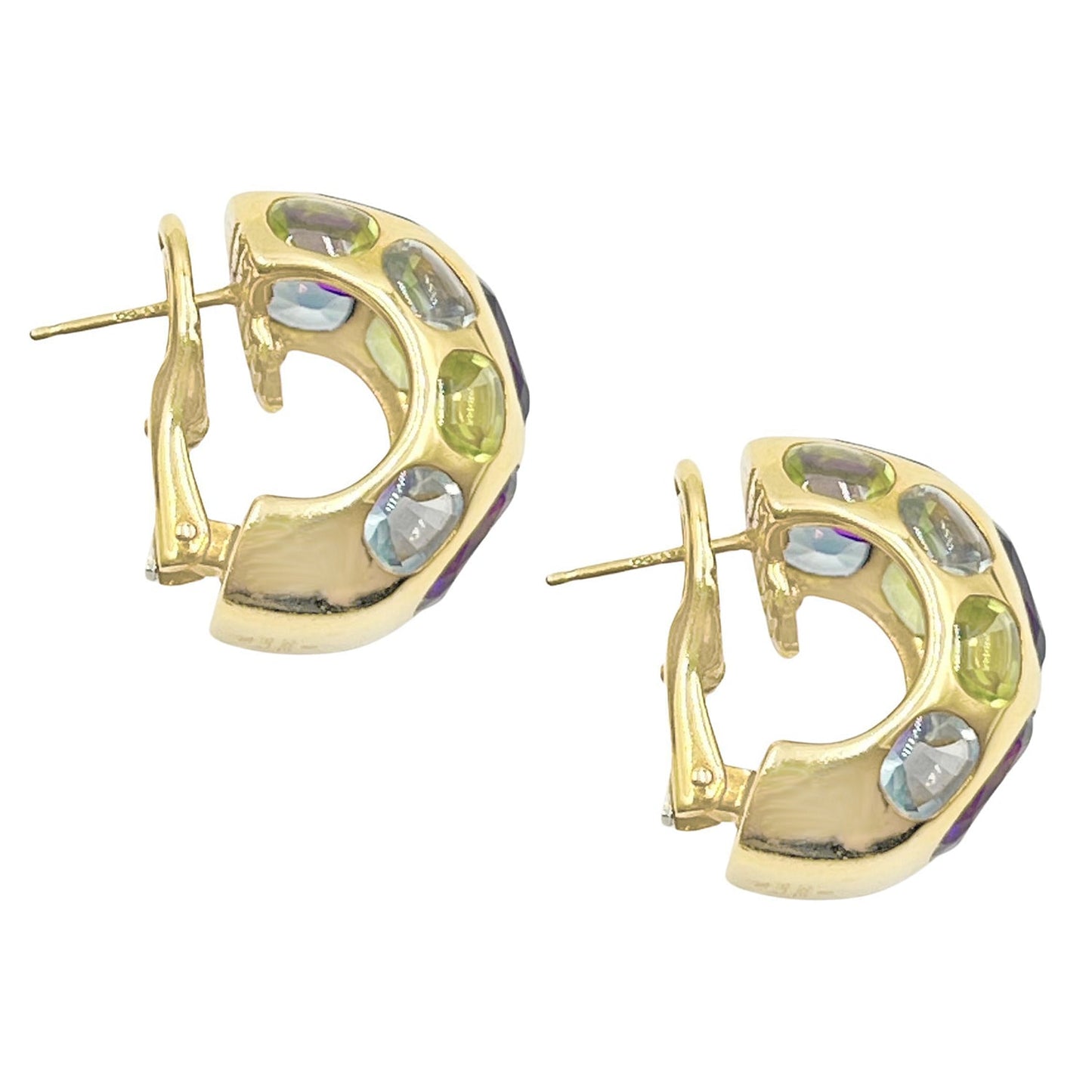 Chanel - Amethyst Peridot Aquamarine Coco Half-Hoop Earrings