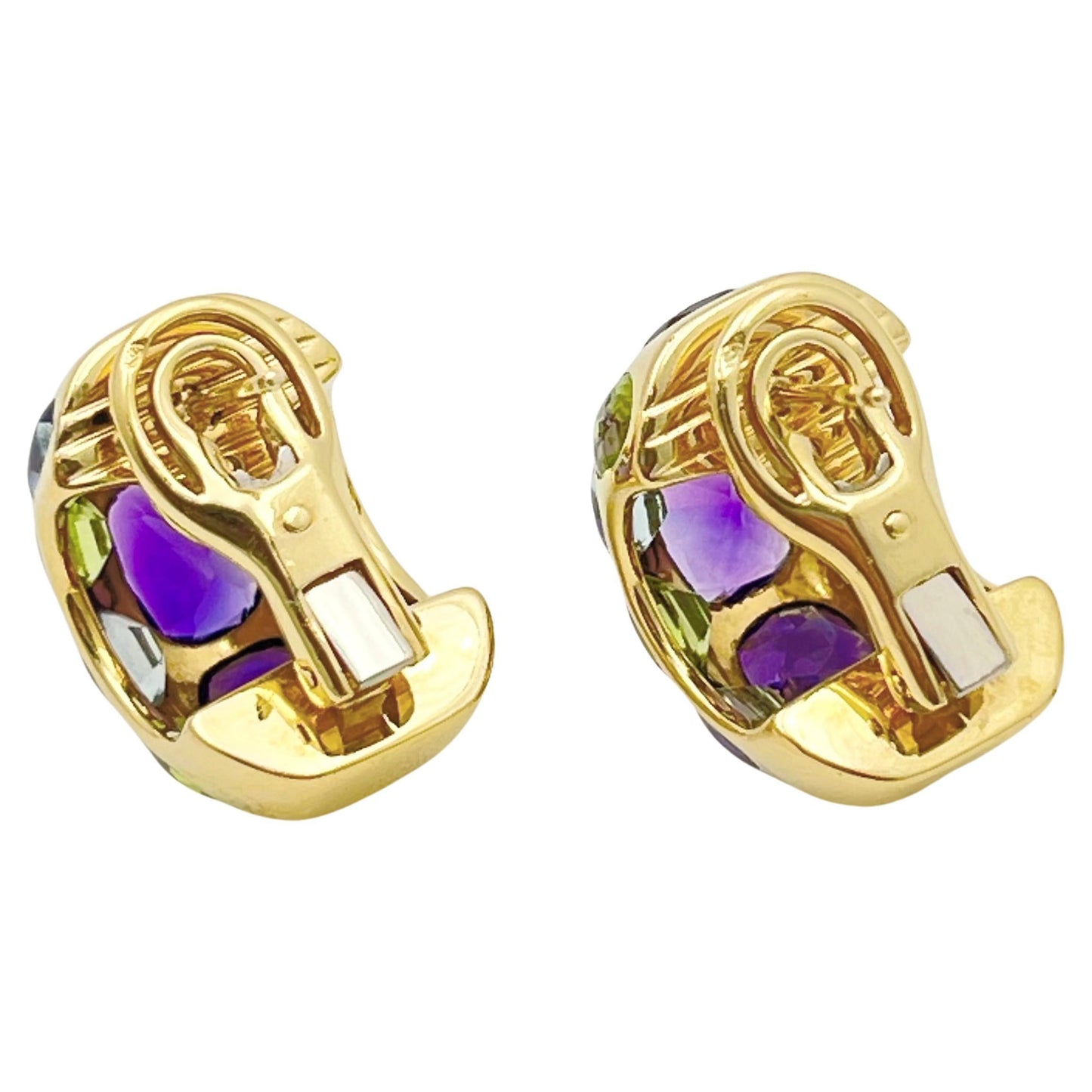 Chanel - Amethyst Peridot Aquamarine Coco Half-Hoop Earrings