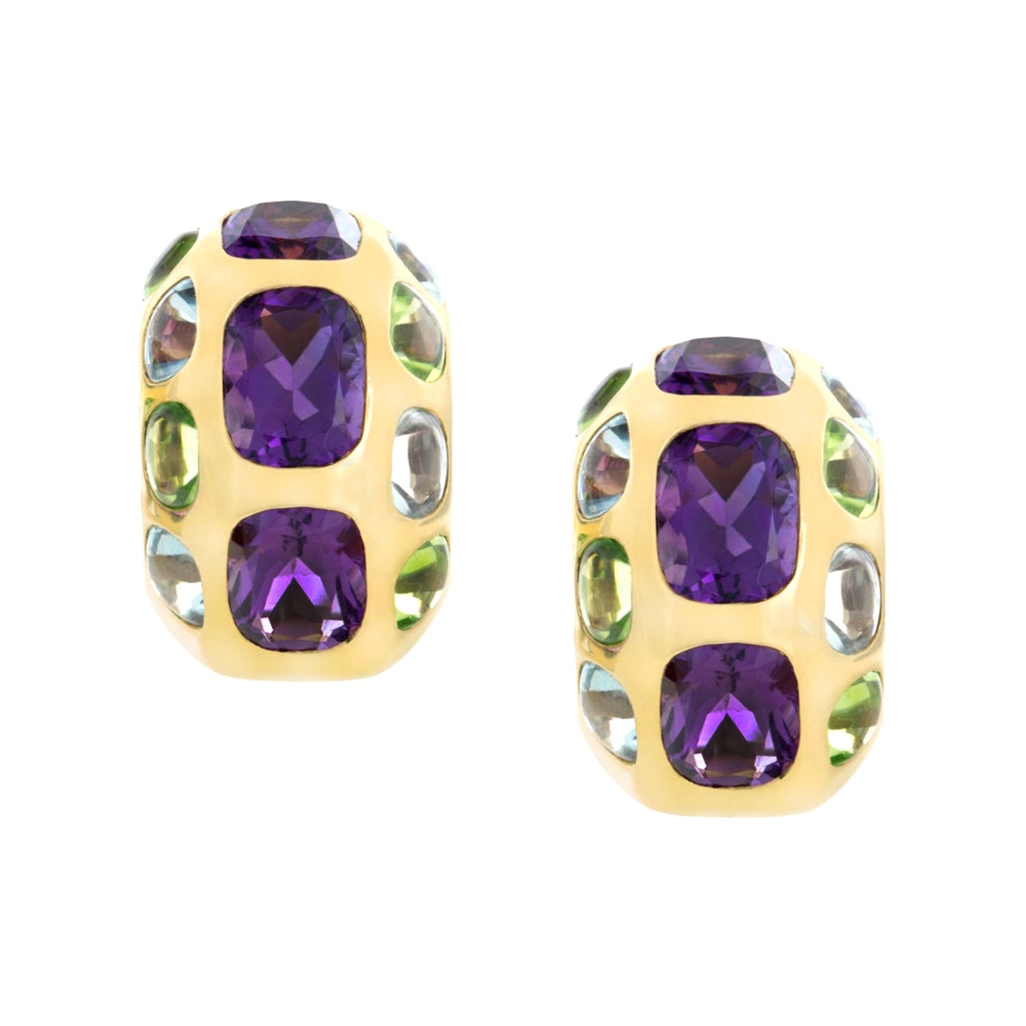Chanel - Amethyst Peridot Aquamarine Coco Half-Hoop Earrings