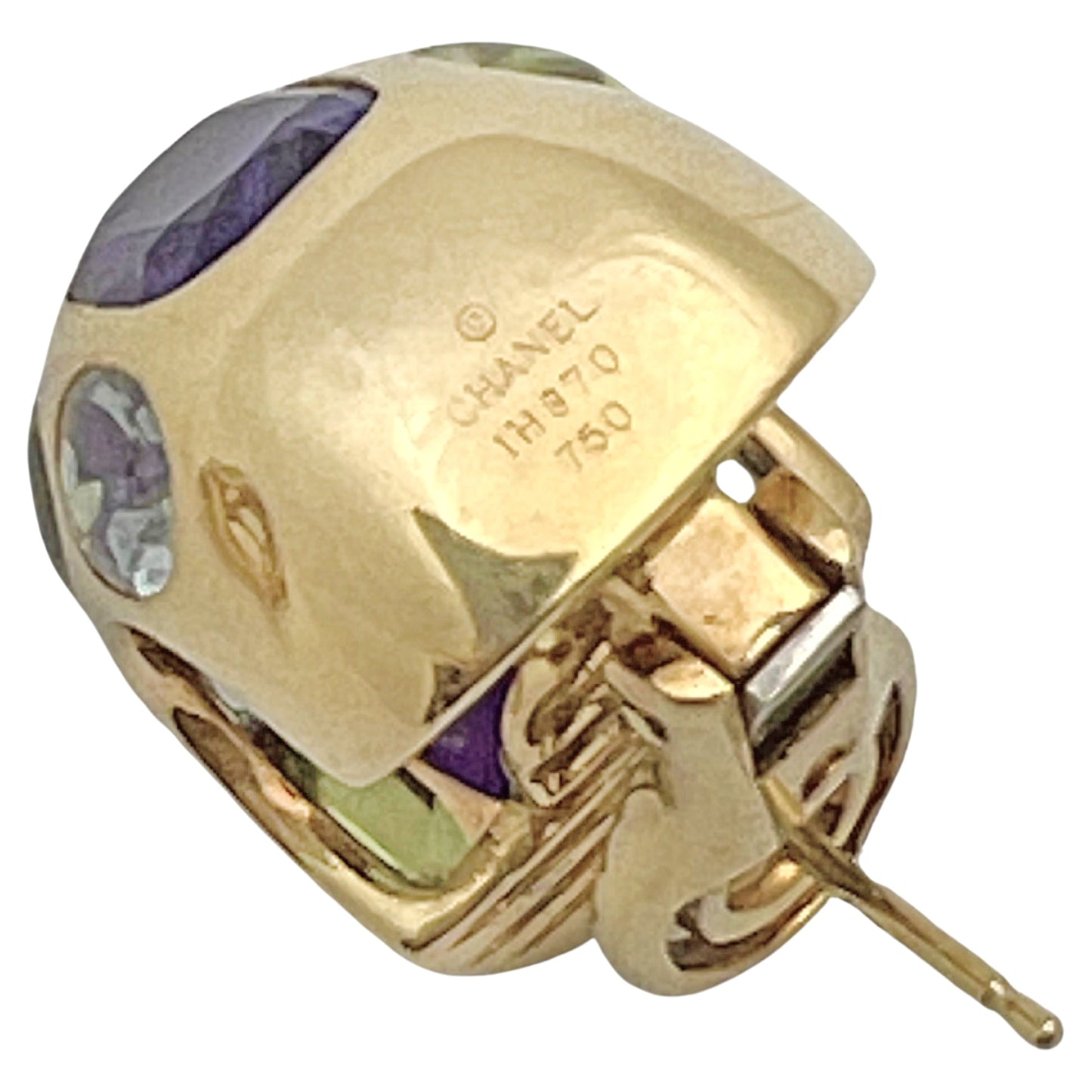 Chanel - Amethyst Peridot Aquamarine Coco Half-Hoop Earrings