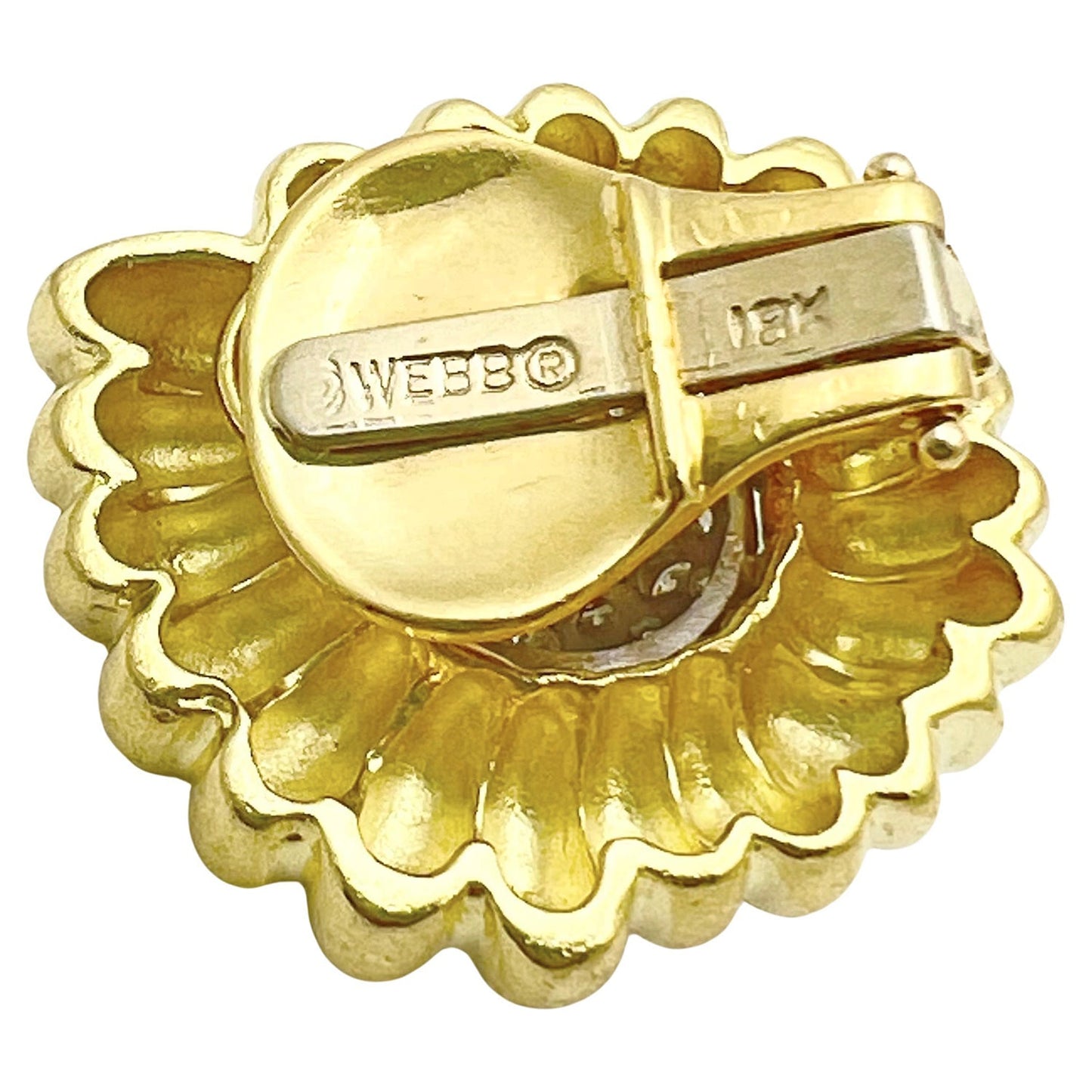 David Webb - 18k Gold Platinum Pavé Diamond Flower Earrings