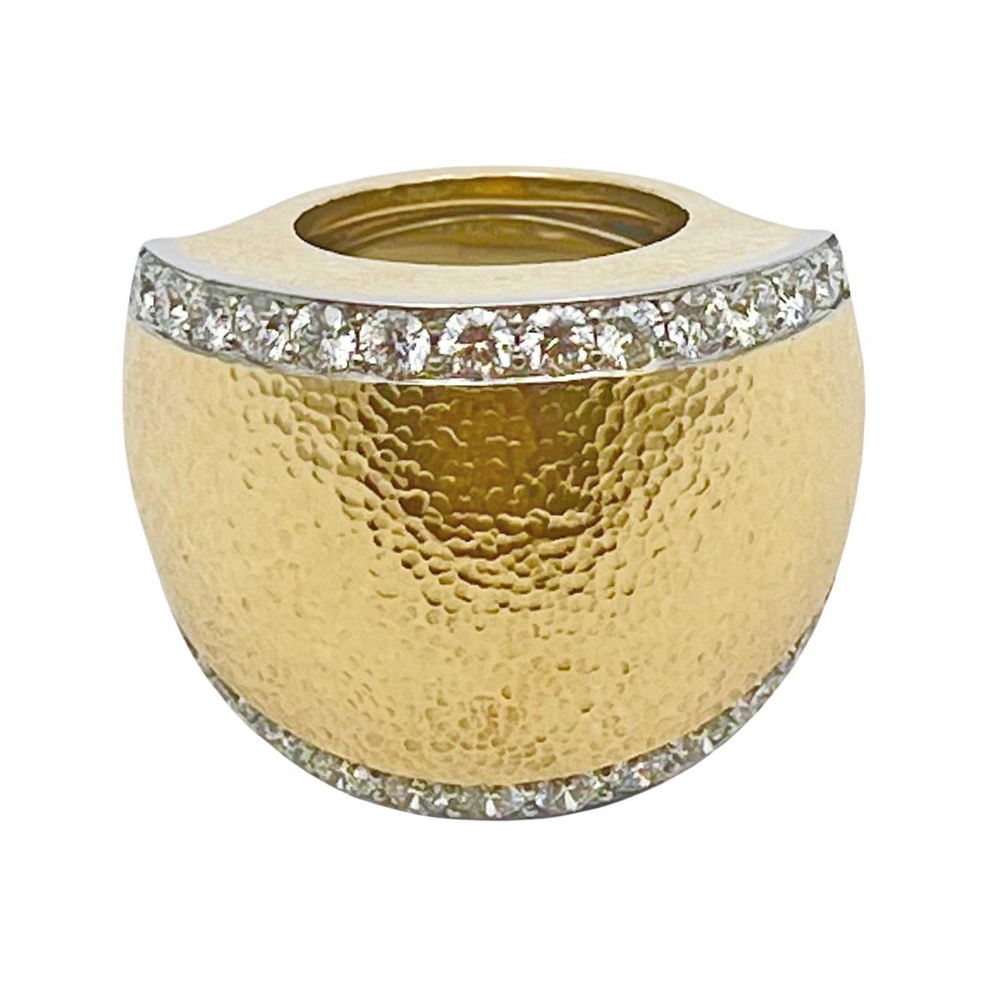 David Webb - 18k Yellow Gold Platinum Diamond Dome Ring