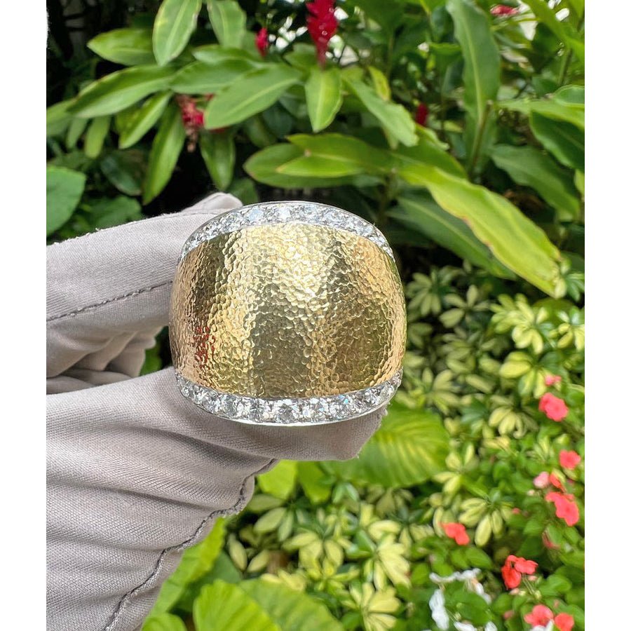 David Webb - 18k Yellow Gold Platinum Diamond Dome Ring