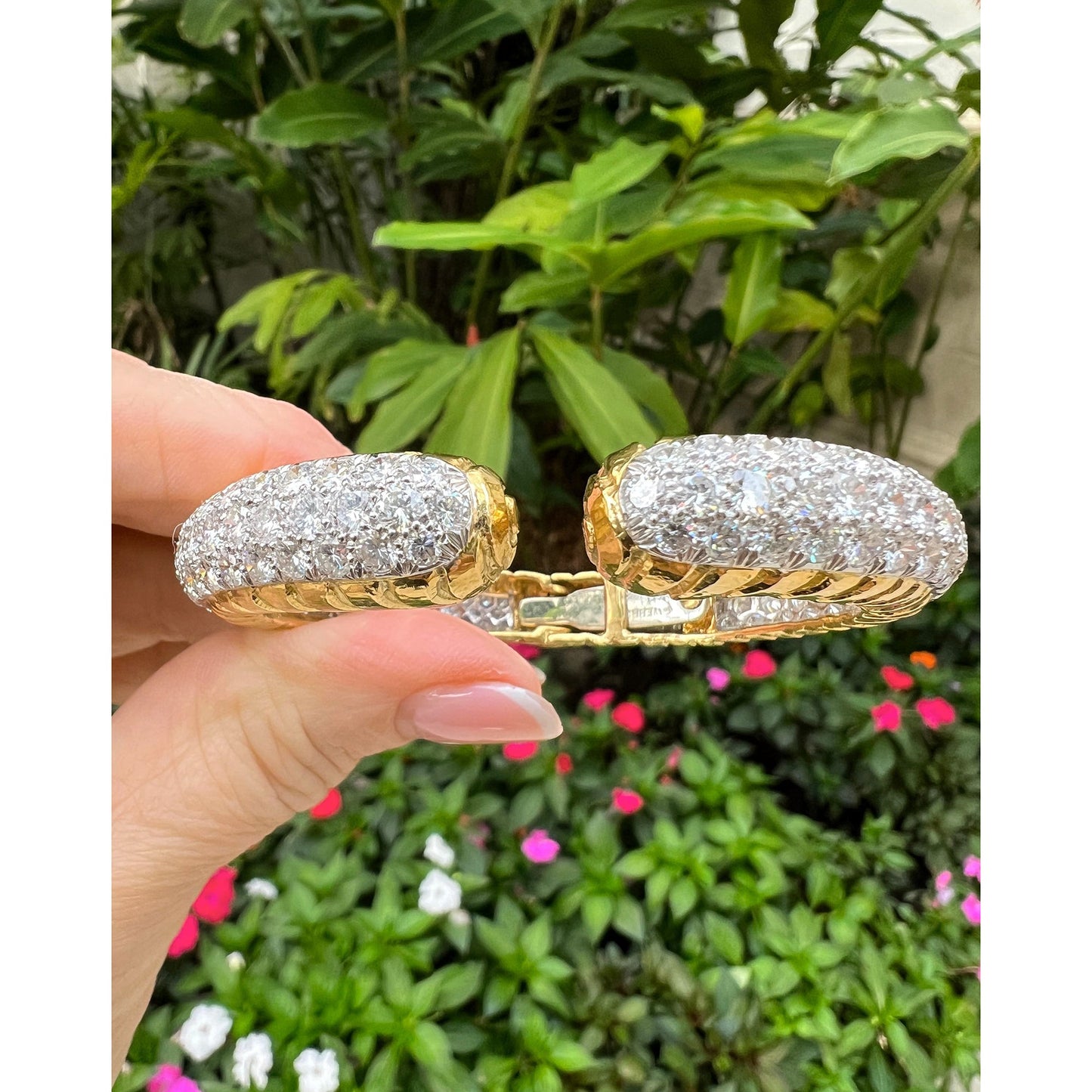 David Webb - Platinum 18k Gold Diamond Cuff Bracelet