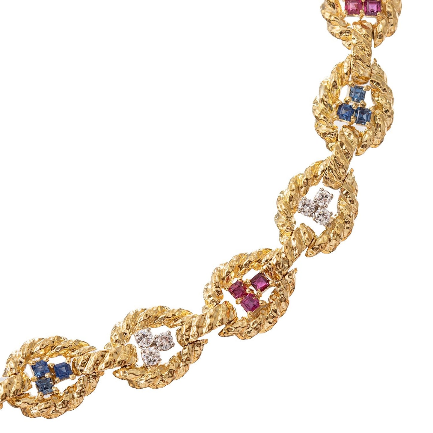David Webb - Ruby Emerald Sapphire Diamond Pendant Necklace