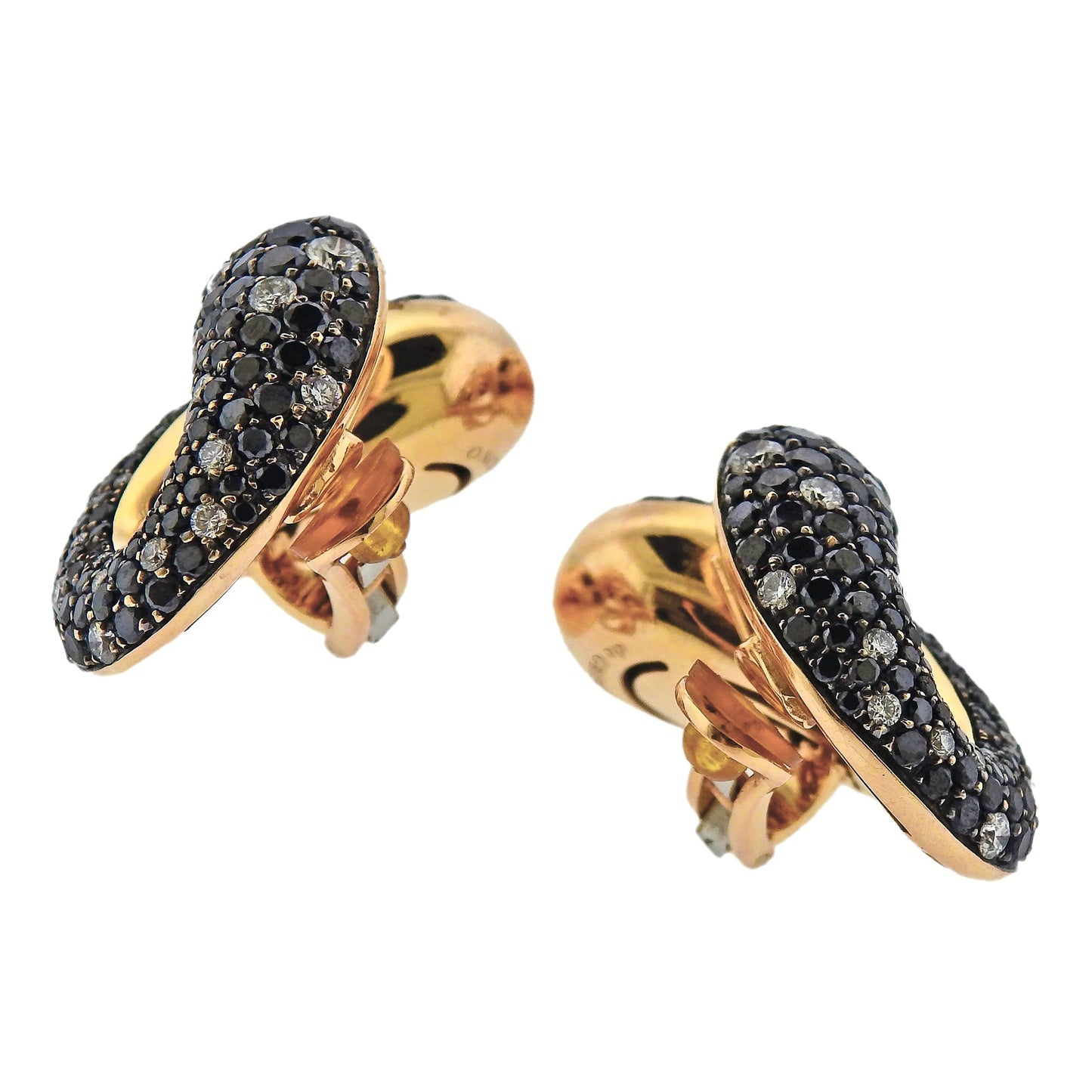 De Grisogono - 18k Pink Gold Black & White Dimond Contrario Earrings