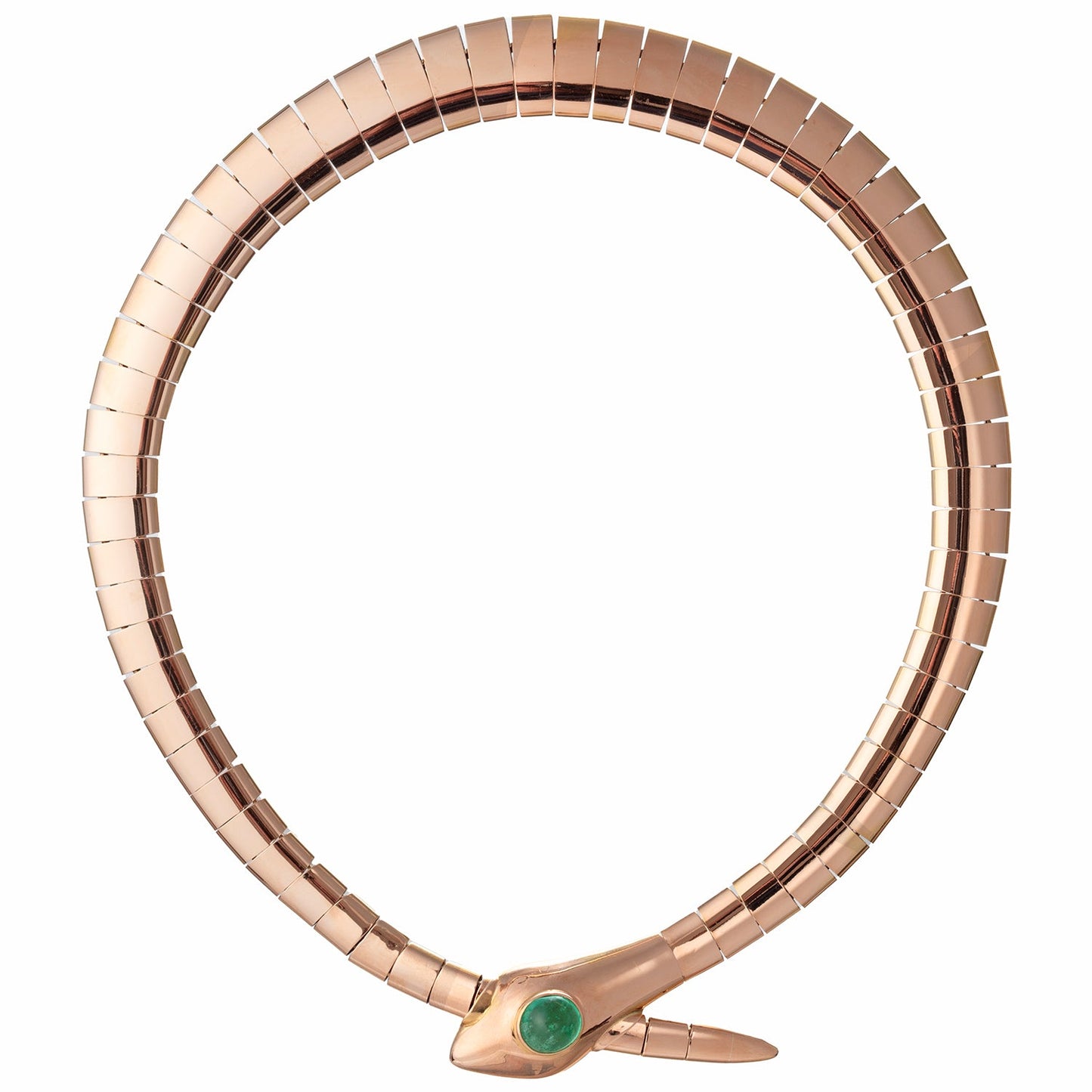 Estate Collection - 18k Rose Gold Emerald Snake Wrap Necklace