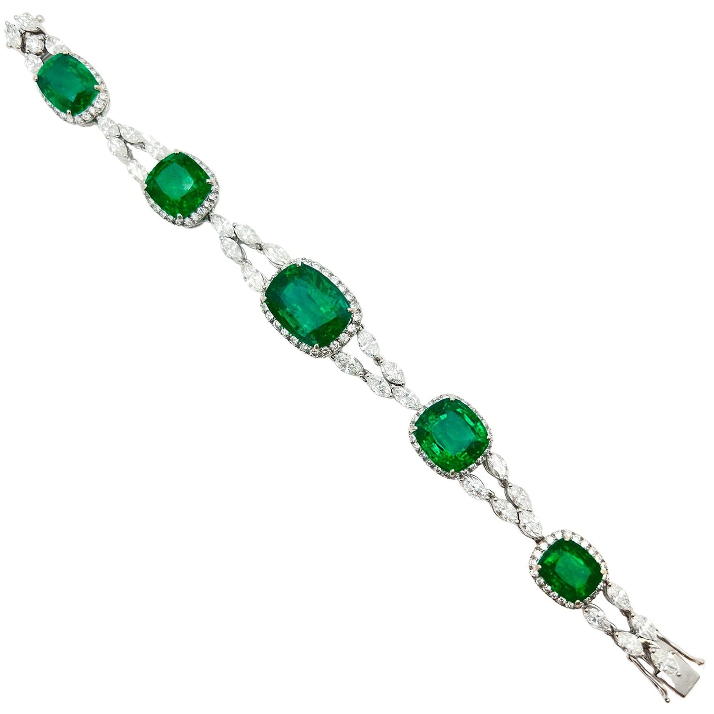 Estate Collection - 18k White Gold 35 Carat Emerald Diamond Bracelet