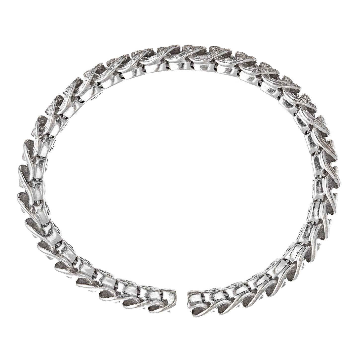 Estate Collection - 18k White Gold Diamond Curb Link Cuff
