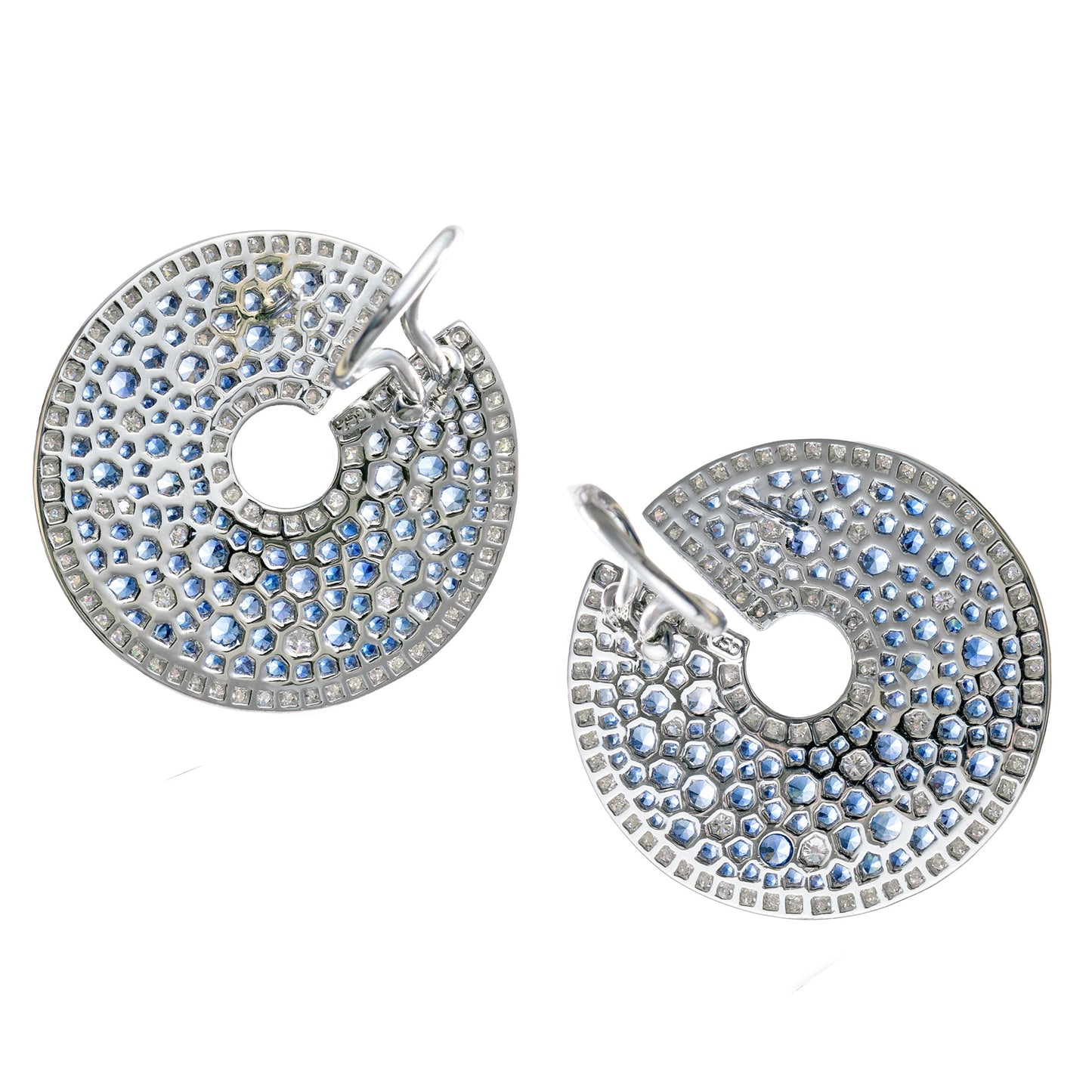 Estate Collection - 18k White Gold Sapphire Diamond Circle Earrings