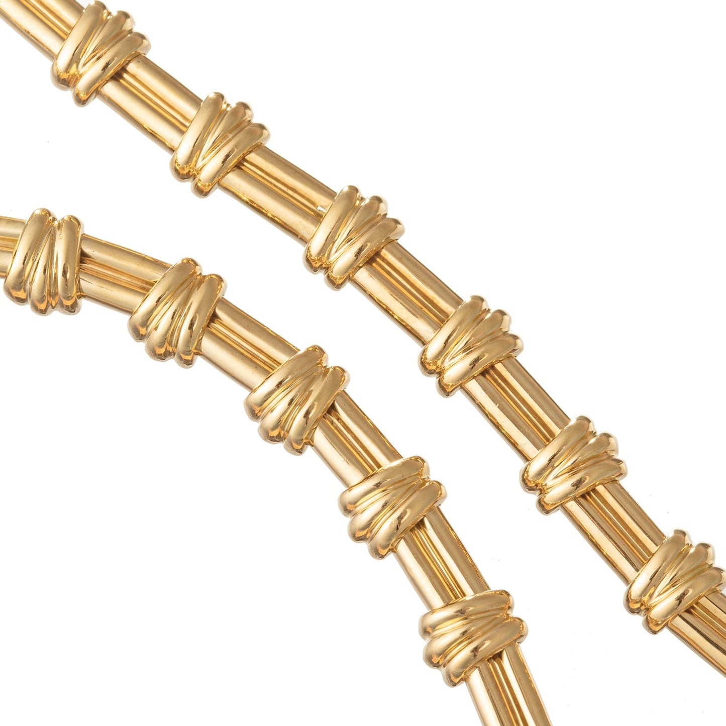 Estate Collection - 18k Yellow Gold Diamond Panel Link Necklace